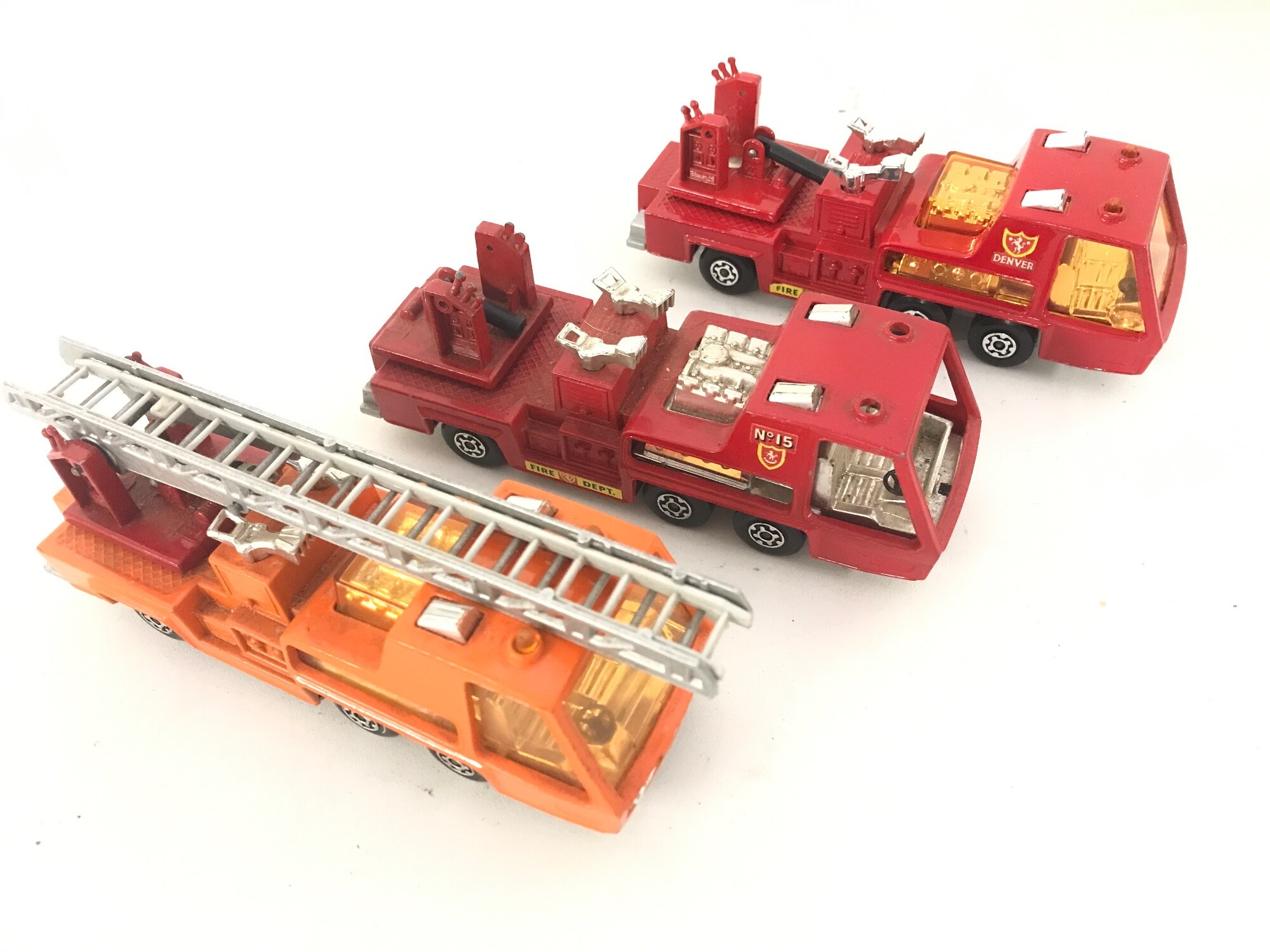 3 Matchbox Fire Tenders #K-9 all In Different States Including A Preproduction Model In Orange Paint. No Reserve.