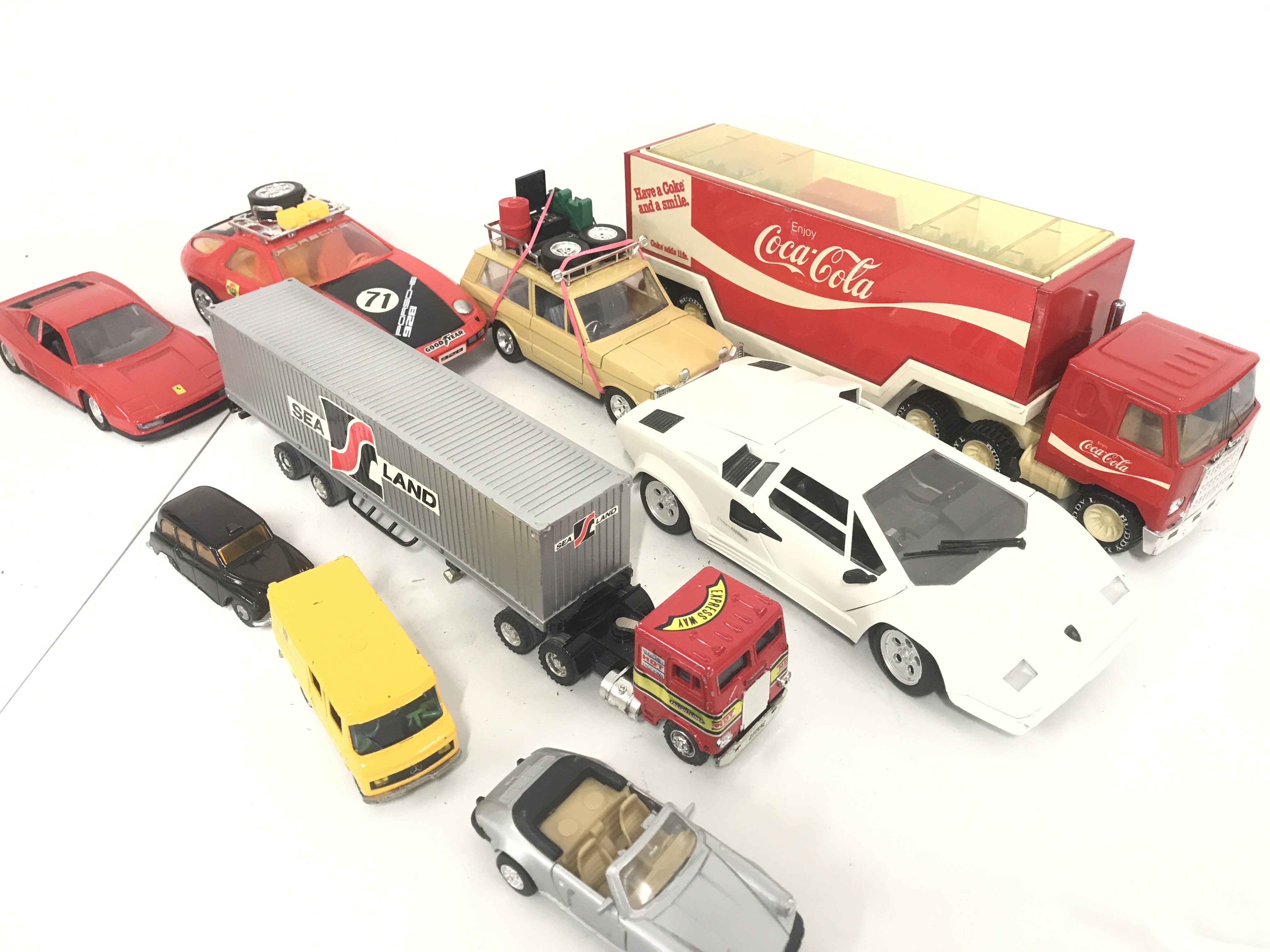 A Small Collection Of Playworn Diecast including 1/18 Scale Lamborghini. No Reserve.