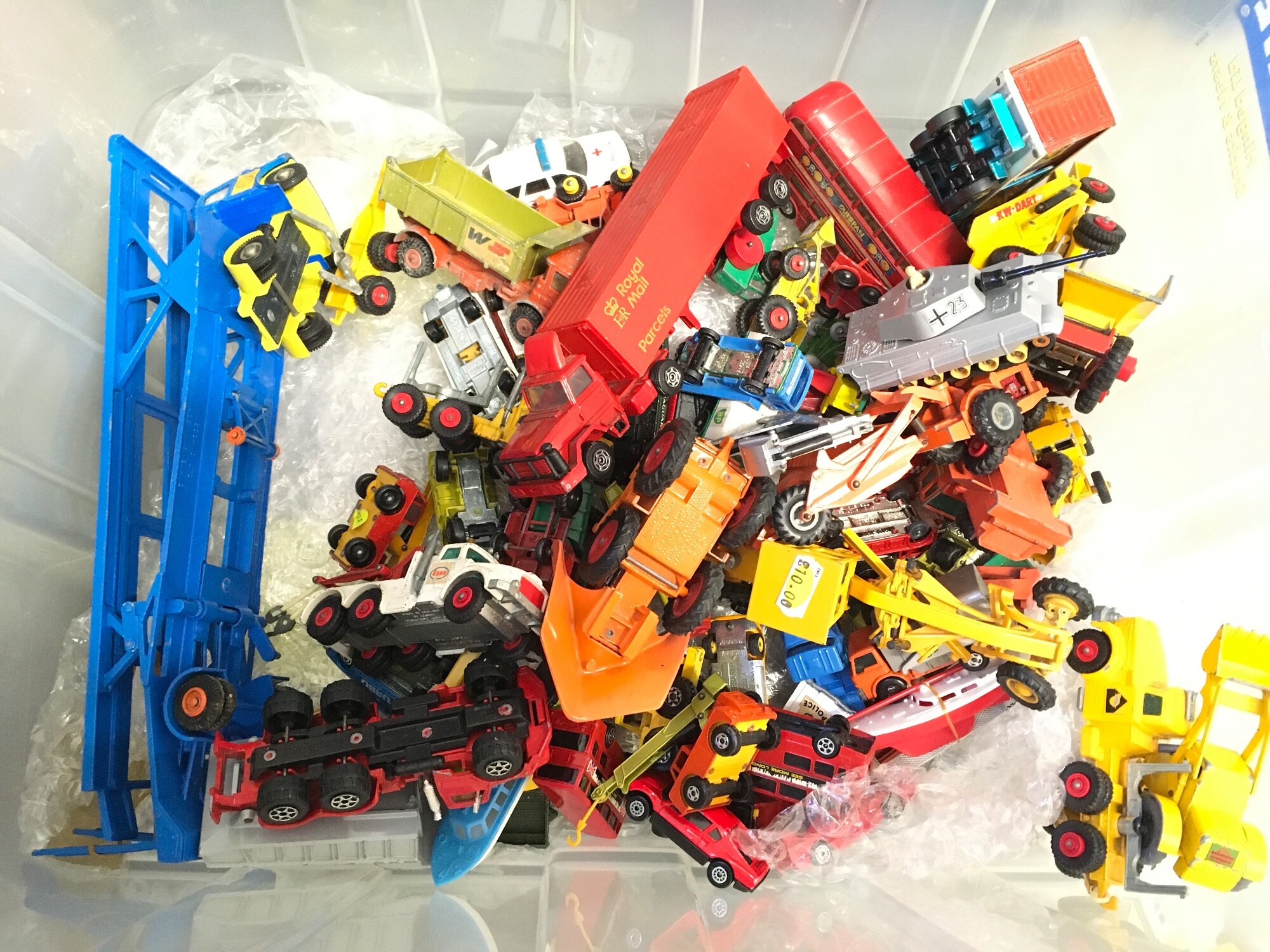 A Collection Of Playworn Diecast Including a Dinky Hoynor Car Transporter. No Reserve.