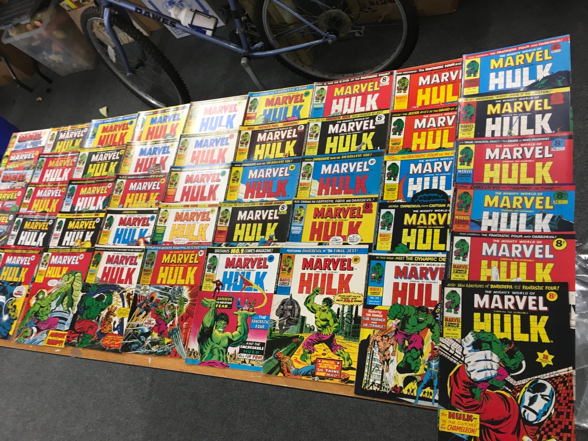 A large collection of various comics including hulk etc