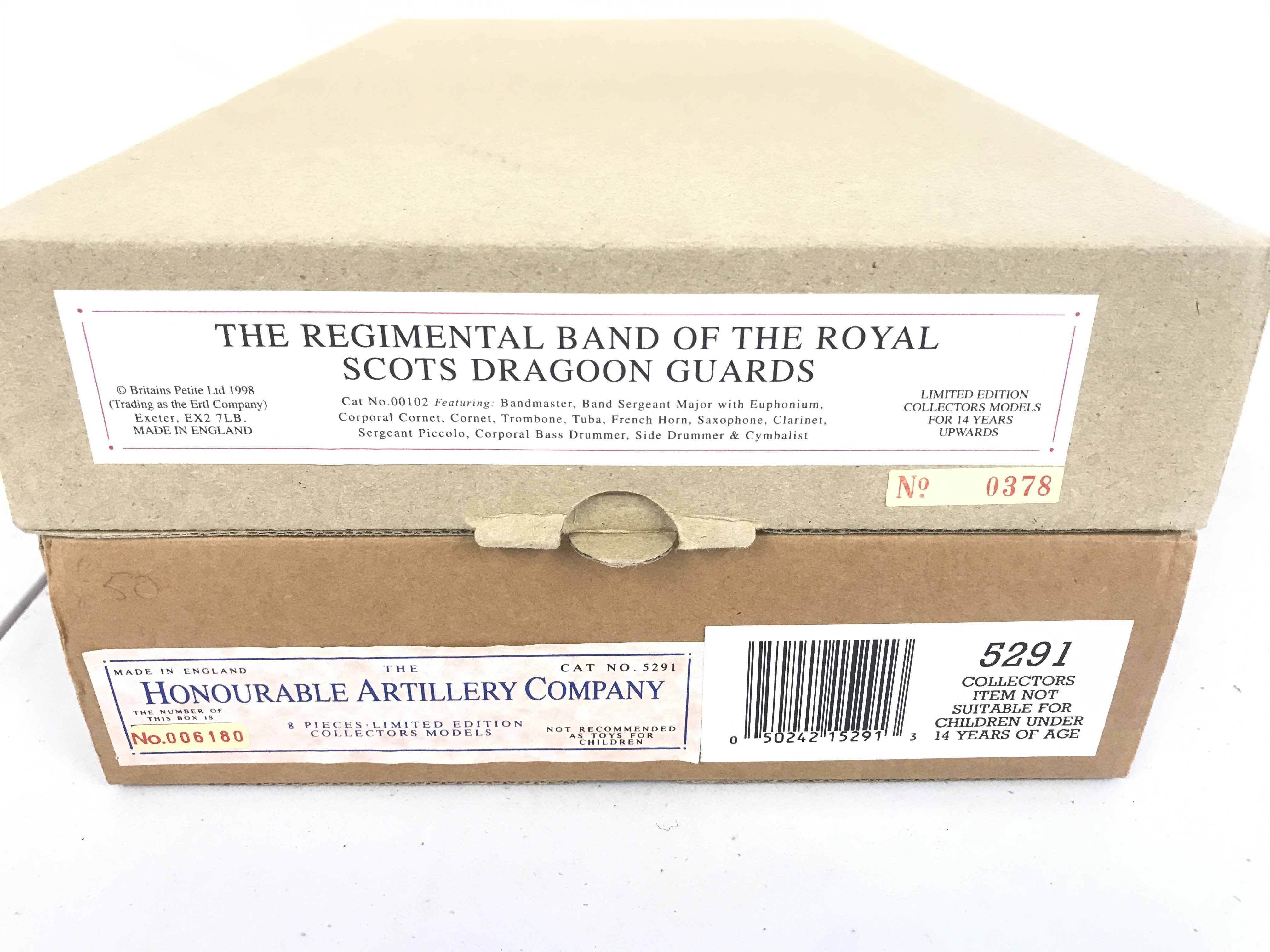 2 X Boxed Britains Sets. The Regimental Band Of The Royal Scots Dragoon Guards #00102 And Honourable Artillery Company #5291.