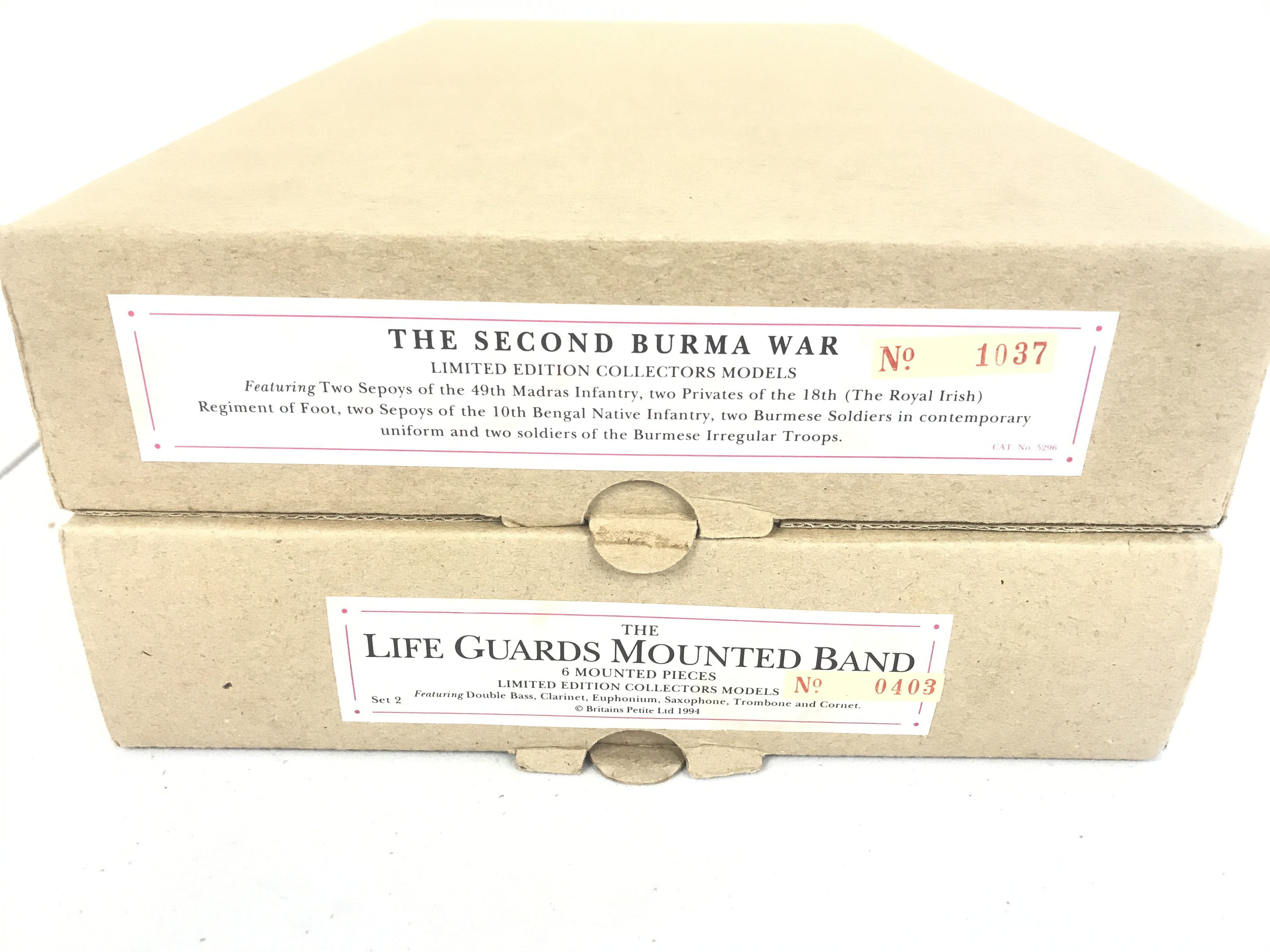 2 X Boxed Britains Sets. The Second Burma War #5296 And Life Guards Mounted Band Set 2.