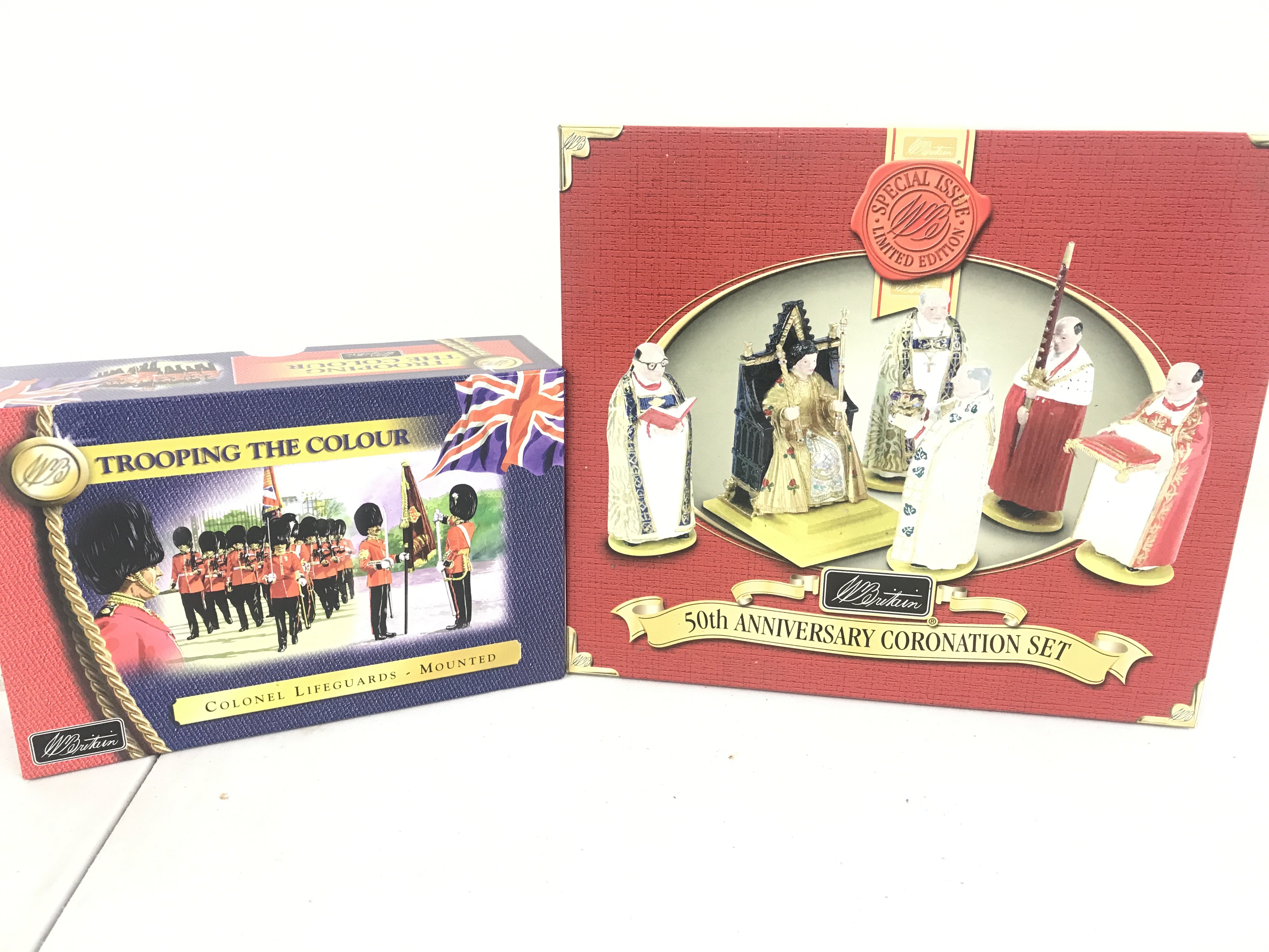 A Boxed Britains 50th Anniversary Coronation Set #41000 And A Colonel Lifeguards Mounted #40116. (2).