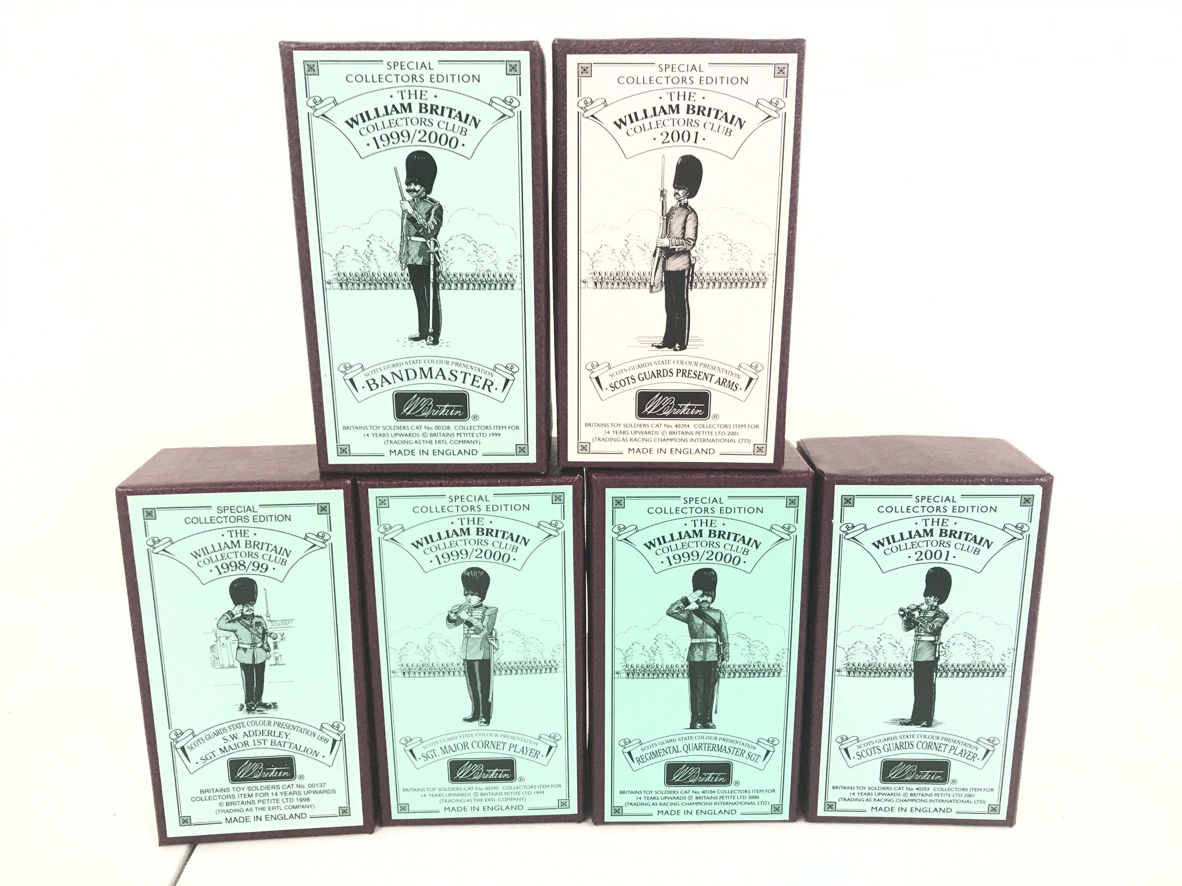 6 Britains Collectors Club Figures From 1998/99.1999/2000 And 2001.
