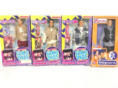 3 Boxed Take That Dolls And A Boyzone Roman Doll. No Reserve.