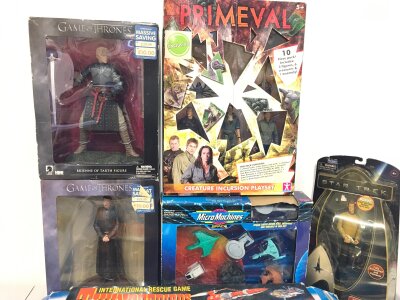 A Collection Of Various Boxed Toys Including Game Of Thrones. Star Trek. Primeval And Thunderbirds. No Reserve.