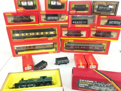 2 Boxed 00 Gauge Hornby Locomotives and a Collection Of Wagons And Coaches.