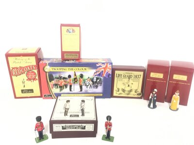 A Small Collection Of Mostly Britains including Queen Elizabeth. Mounted Life Guard. Trooping The Colour. Redcoats. Scots Guards Etc.