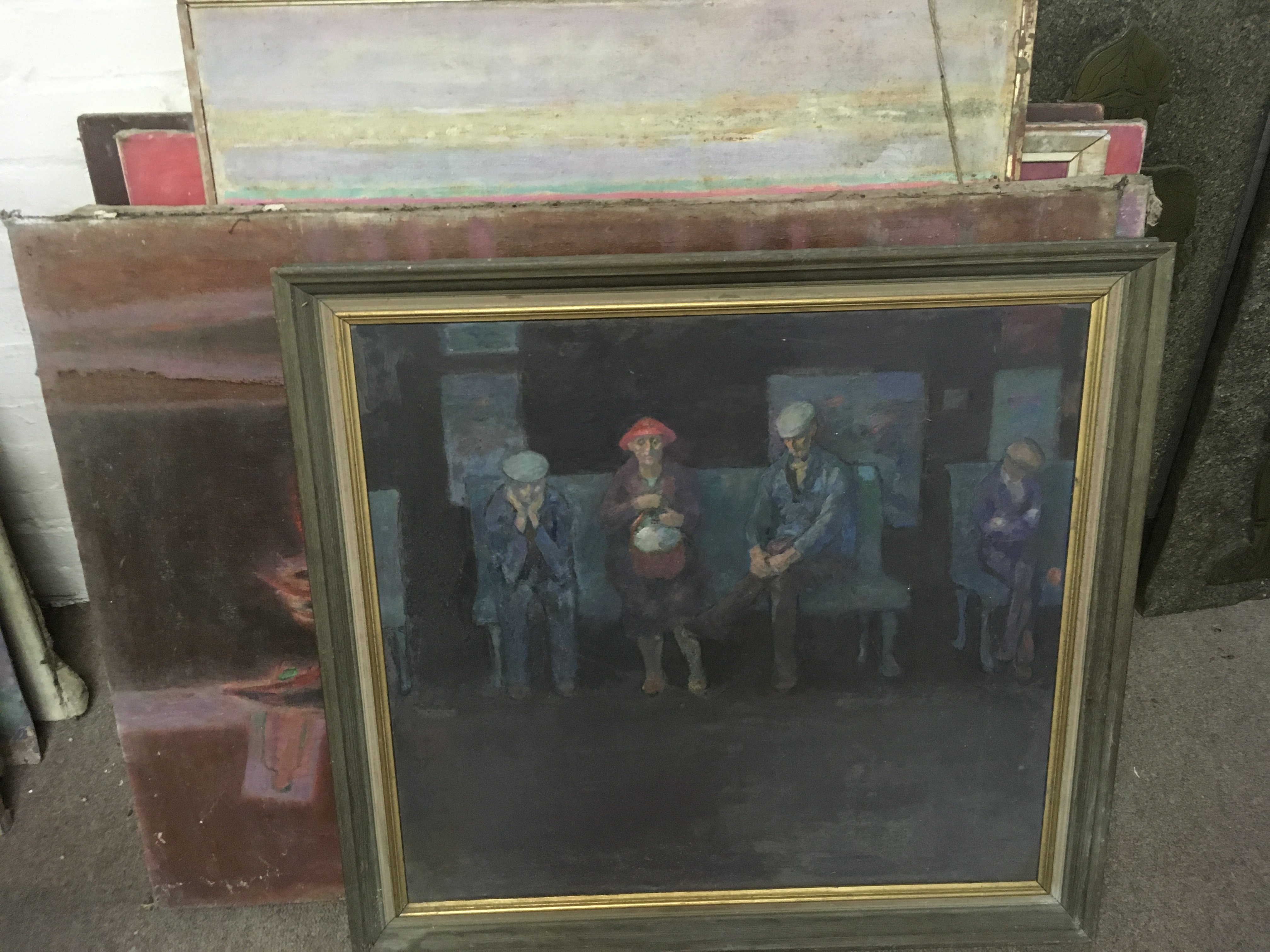 A collection of unframed Albert Harold Palmer (1911 - 1985 ) paintings including nudes, abstract etc. Artist and teacher, born in Northamptonshire, who studied art part-time, then full-time at Grimsby School of Art, 1923 - 9, worked in a London commercial art studio, 1929 - 33, then attended Royal College of Art, 1933 - 6. In 1938 he received a Travelling Scholarship from the College, also a Gold Medal. After copying House of Commons murals for the World Trade Exhibition in New York, 1938 - 9, Palmer from 1939 - 45 served in the Camouflage Corps, then spent 1947 - 9 in a tuberculosis sanatorium in Switzerland. He was on the staff of Maidstone Art School, 1950 - 4, from 1954 - 62 was lecturer in painting at Gravesend Art School, then acting principal; and was head of art and craft at Gravesend Adult Education Centre, 1962 - 77. From 1977 - 85 painted full-time at his own studio gallery in central London