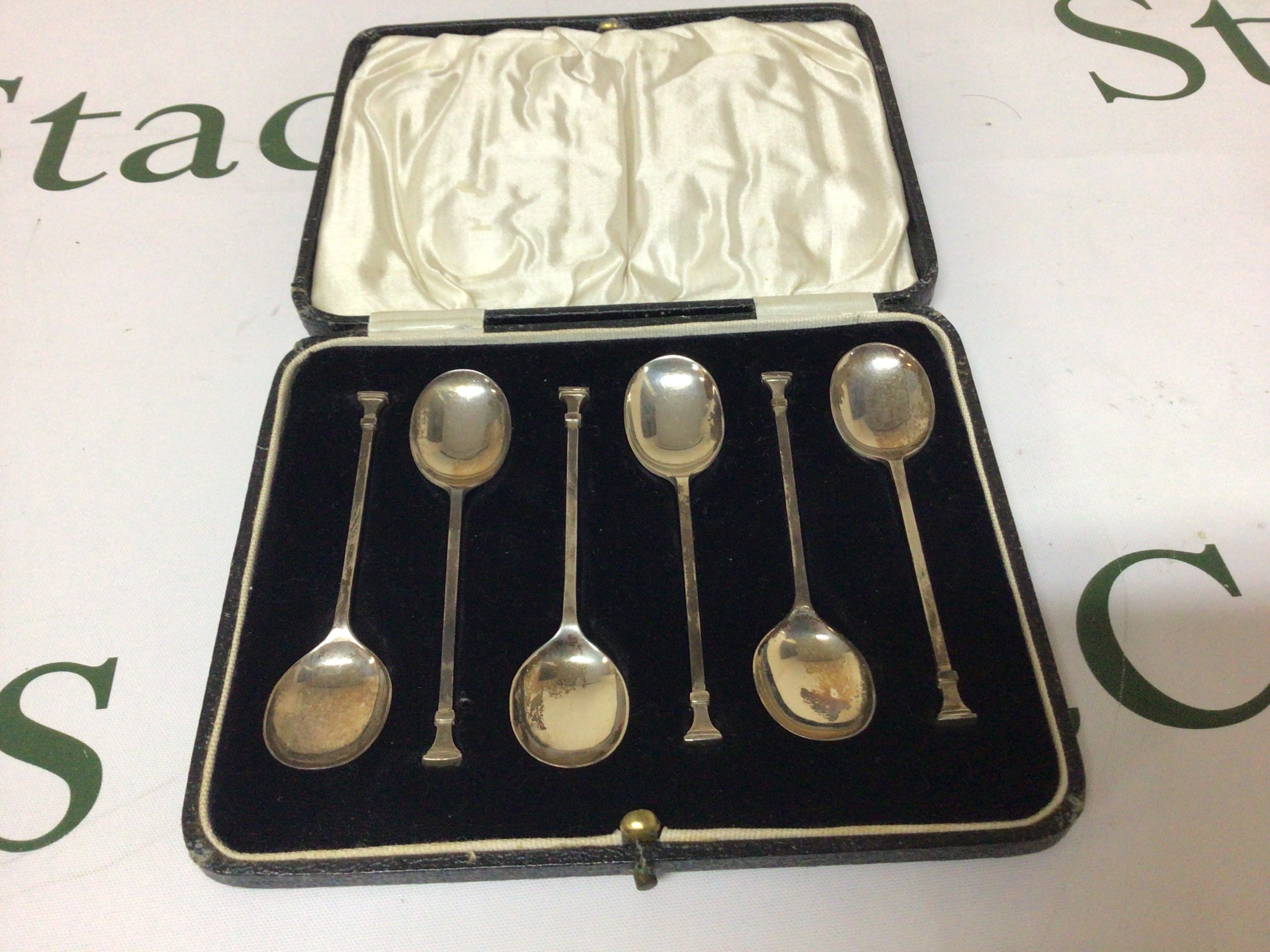 A cased set of silver Coffee spoons Birmingham hallmarks.