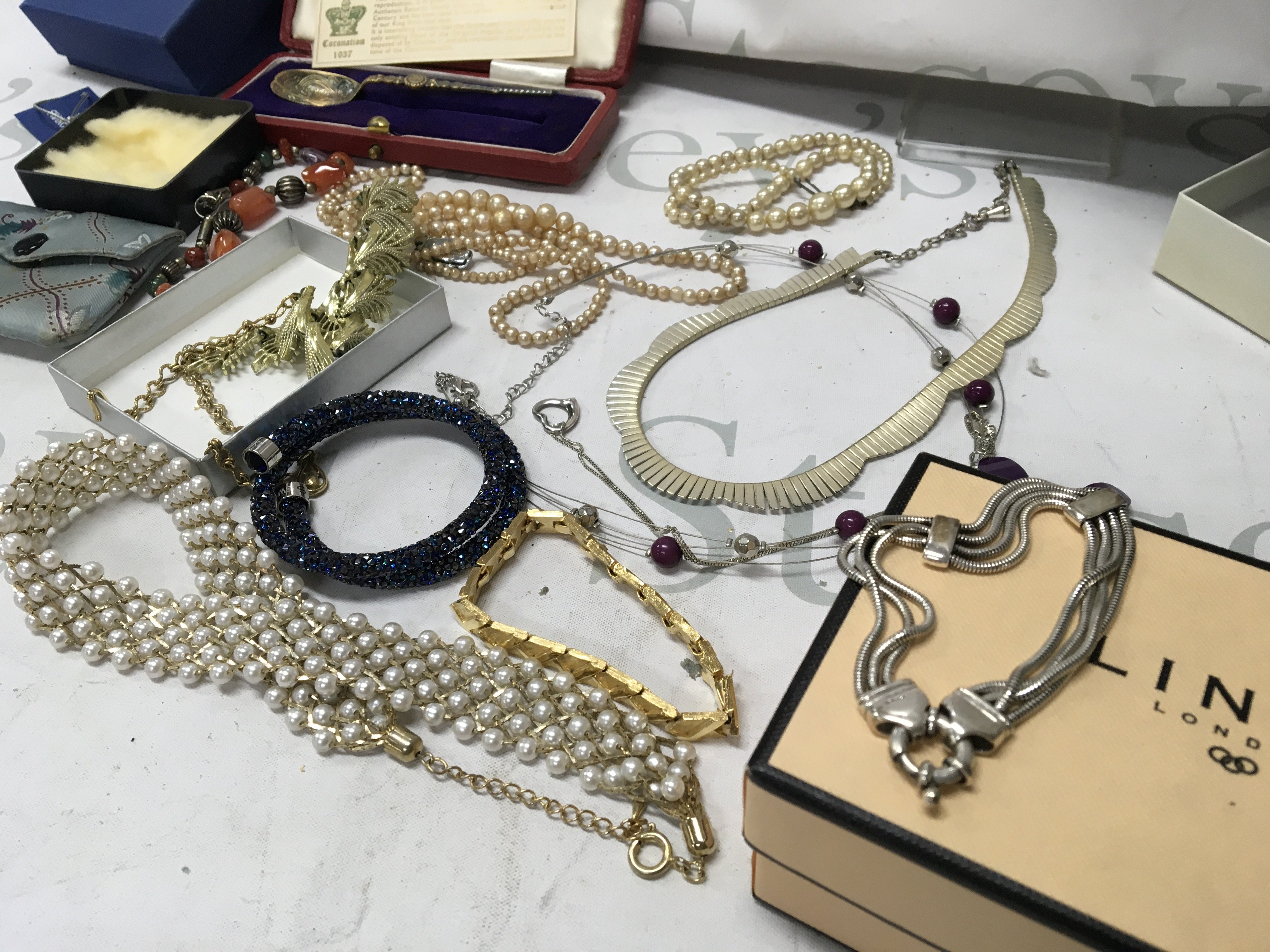 A links of London bracelet and a collection of costume jewellery various.