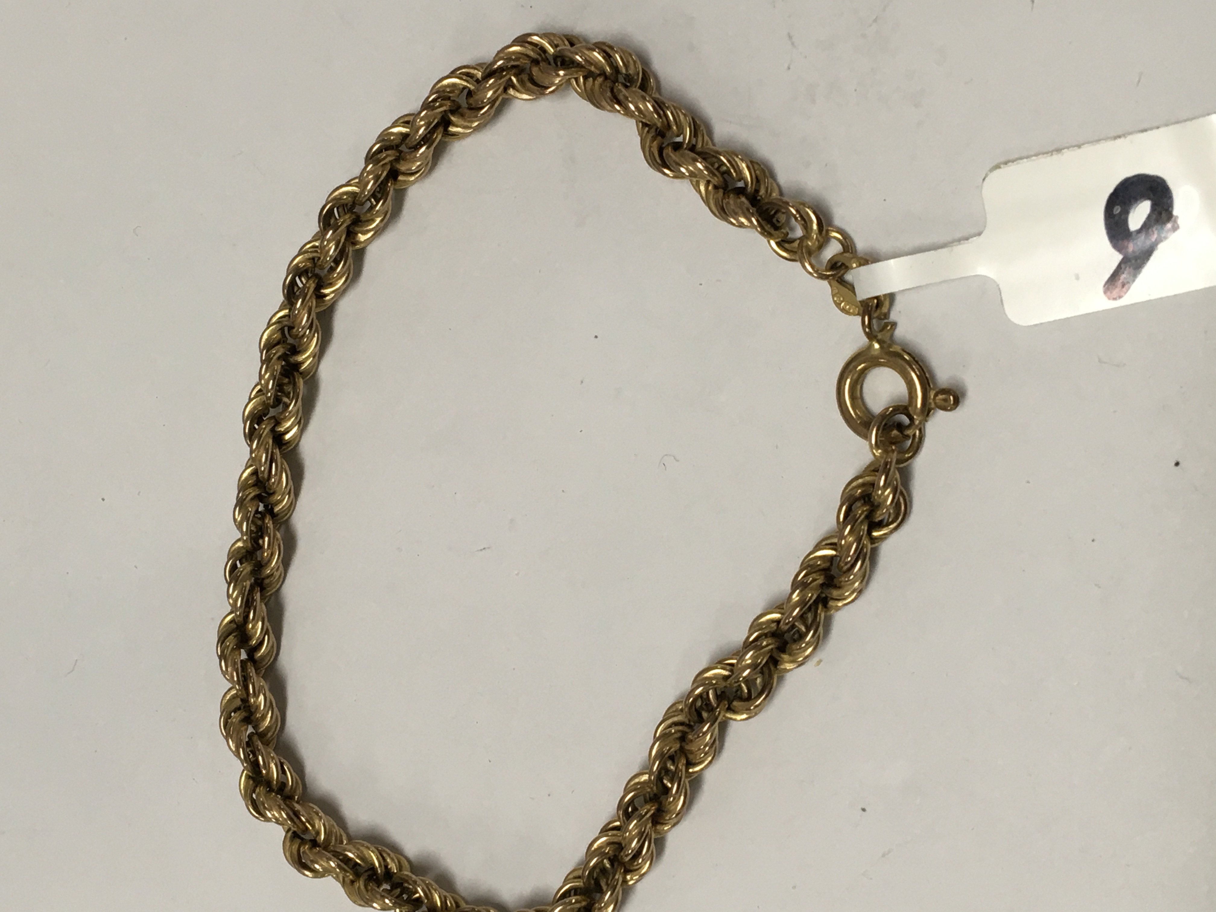 A 9 ct gold rope bracelet 5 grams