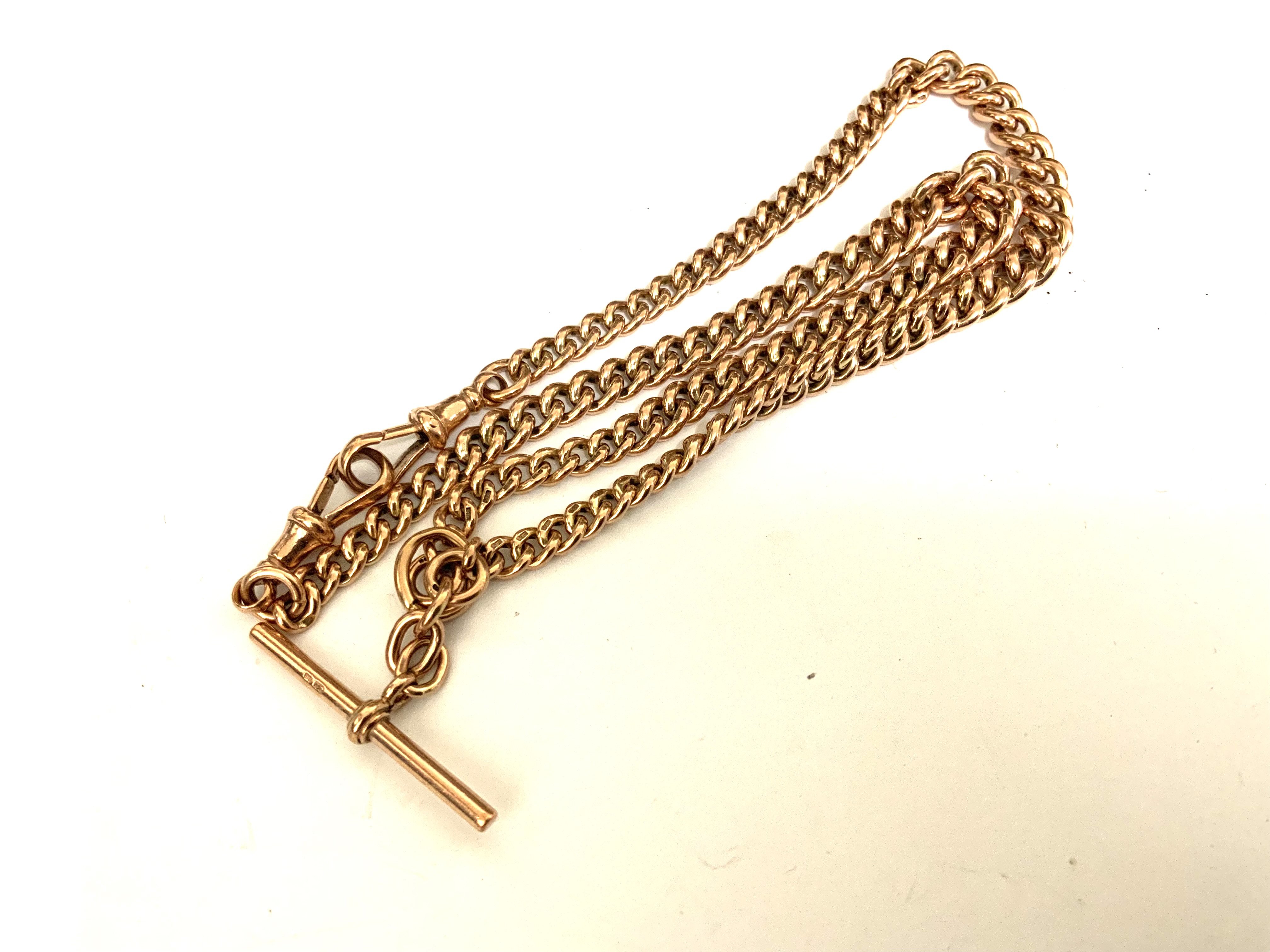 A heavy 9ct rose gold Albert chain, 47.7g (A)