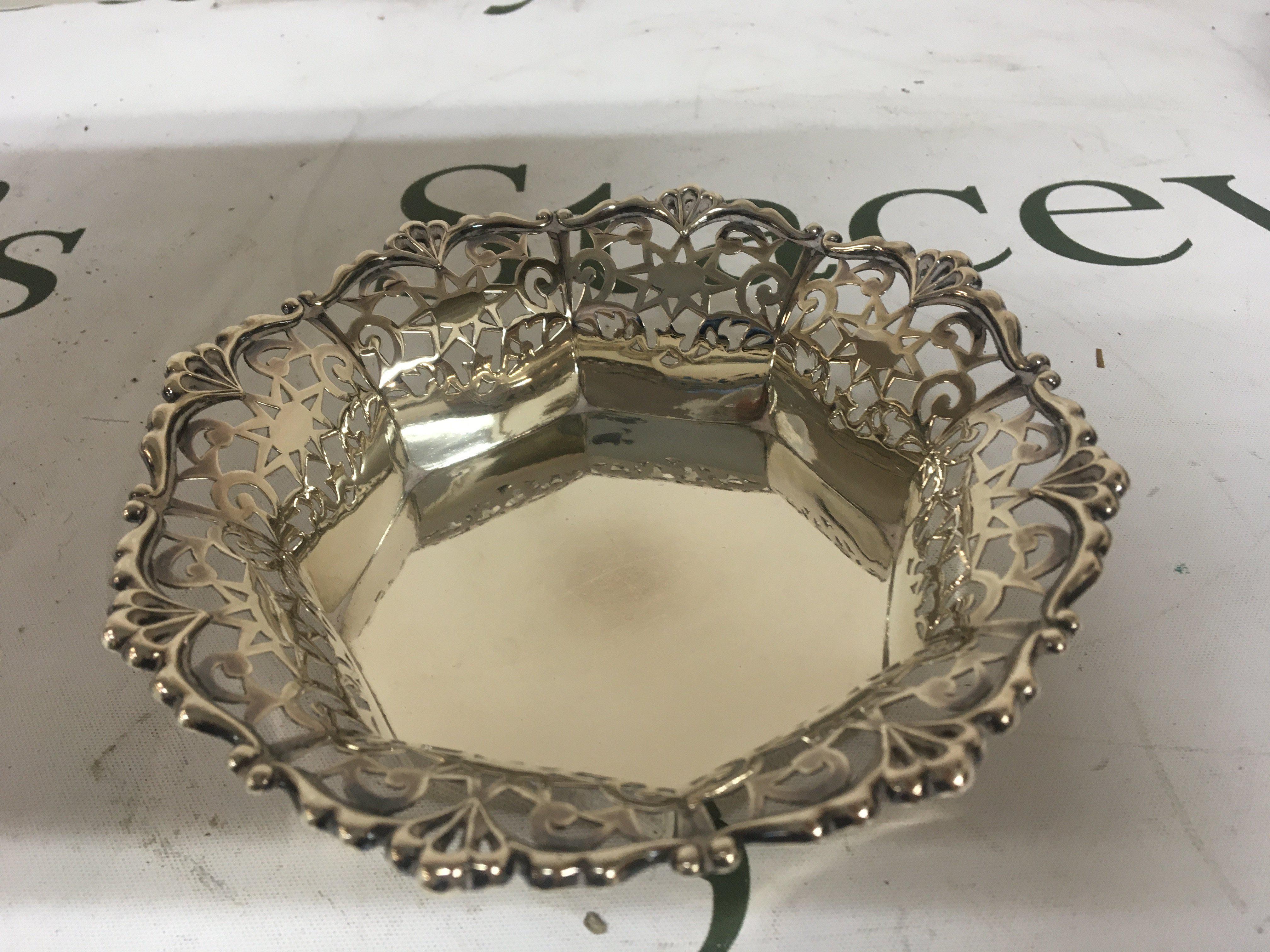 A German (800) silver dish with a pierced edge weight 115g