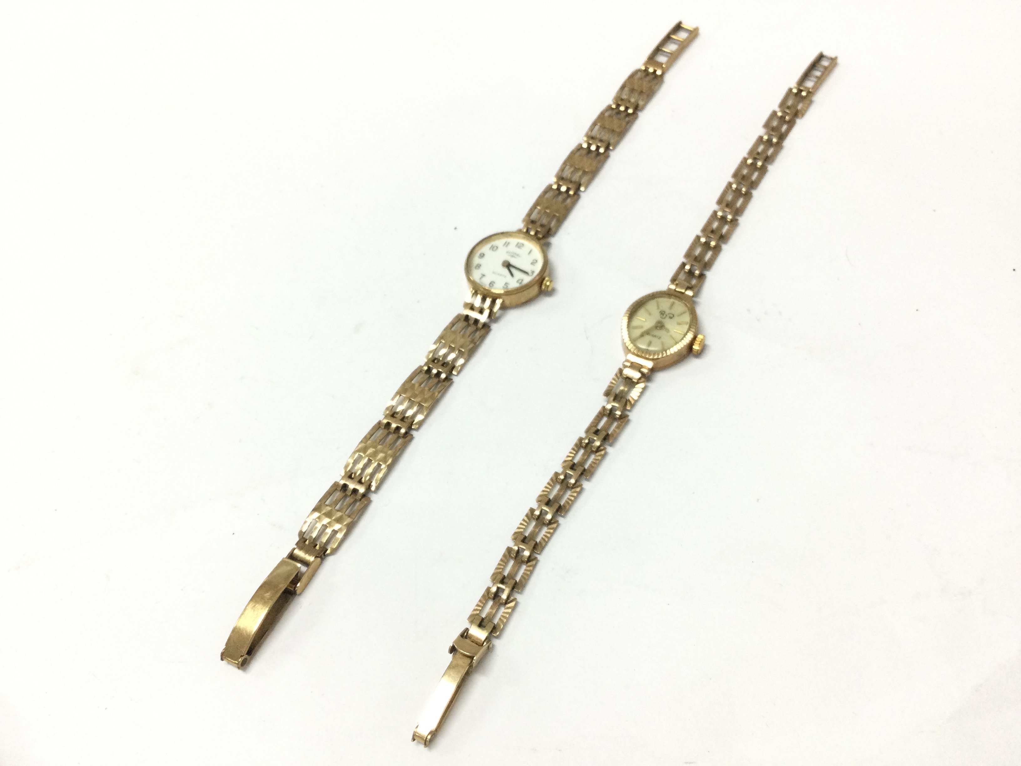 Two vintage 9ct gold ladies watches, Rotary and RJW. 20.29g total weight. postage category a