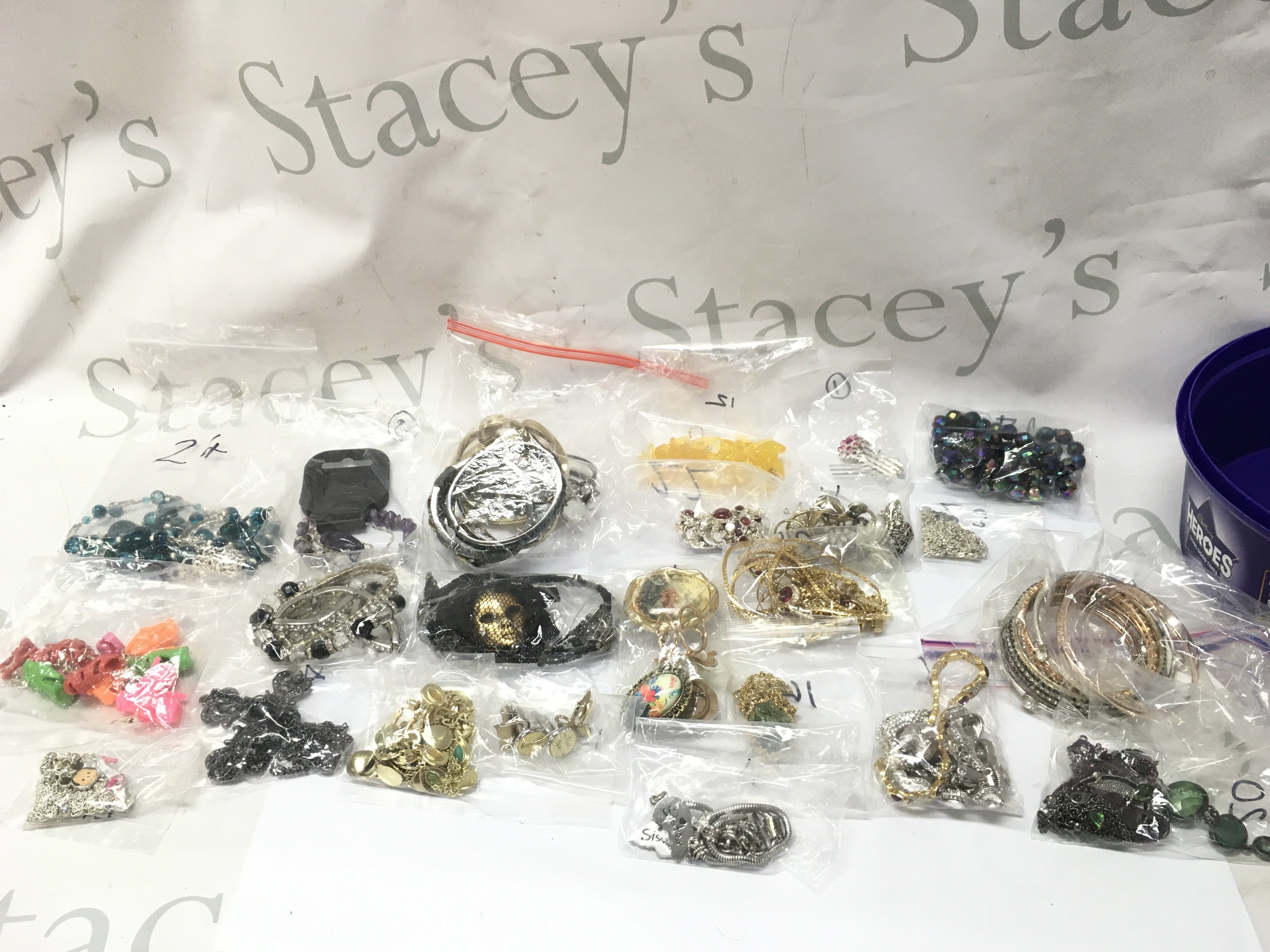 A collection of costume jewellery including necklaces, bracelets, rings etc