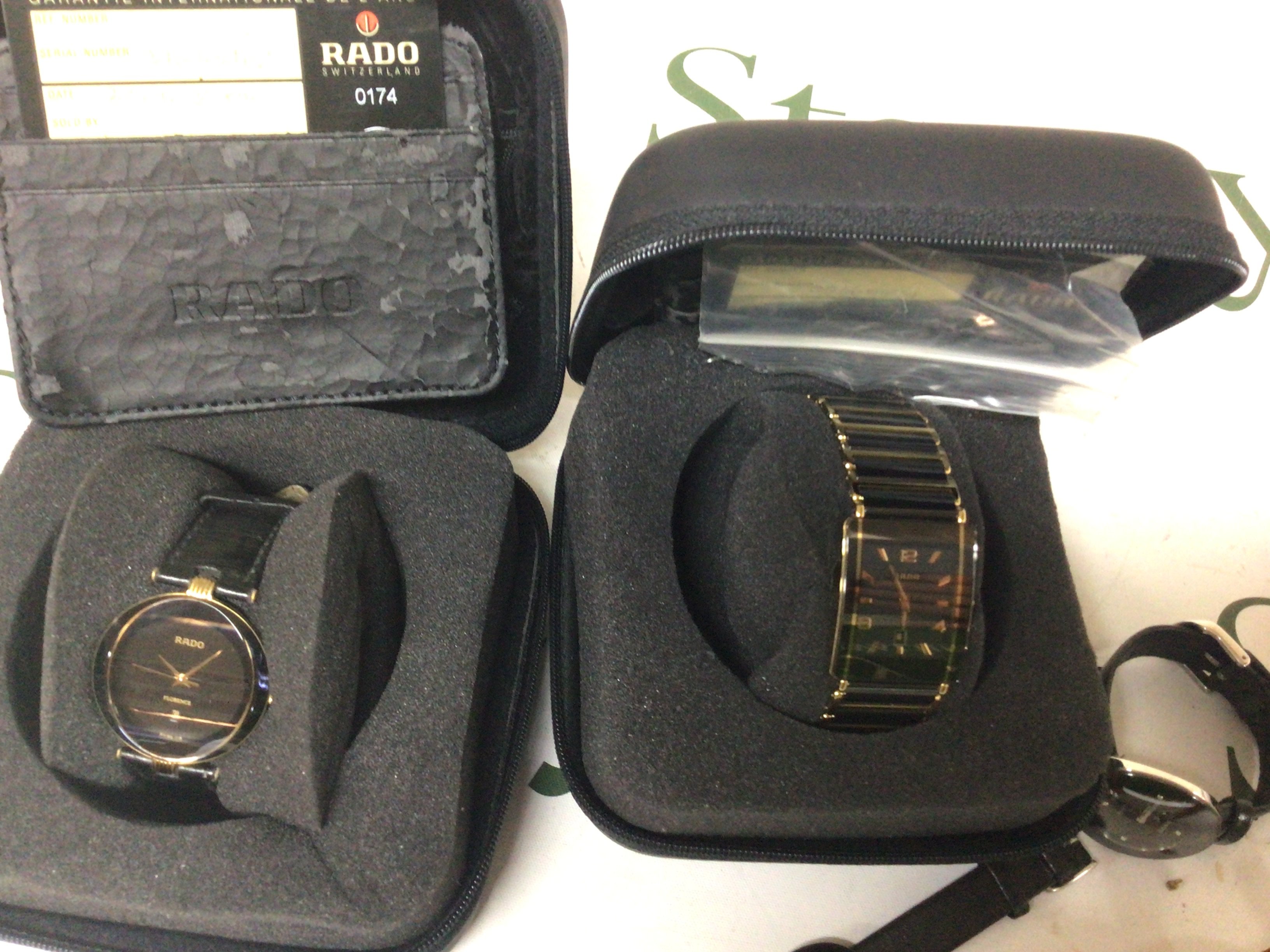 Two Rado watches in fitted boxes with International Guarantee cards two ladies Rado watches no box or paperwork and a A.Lange & Sohne Torbillion watch