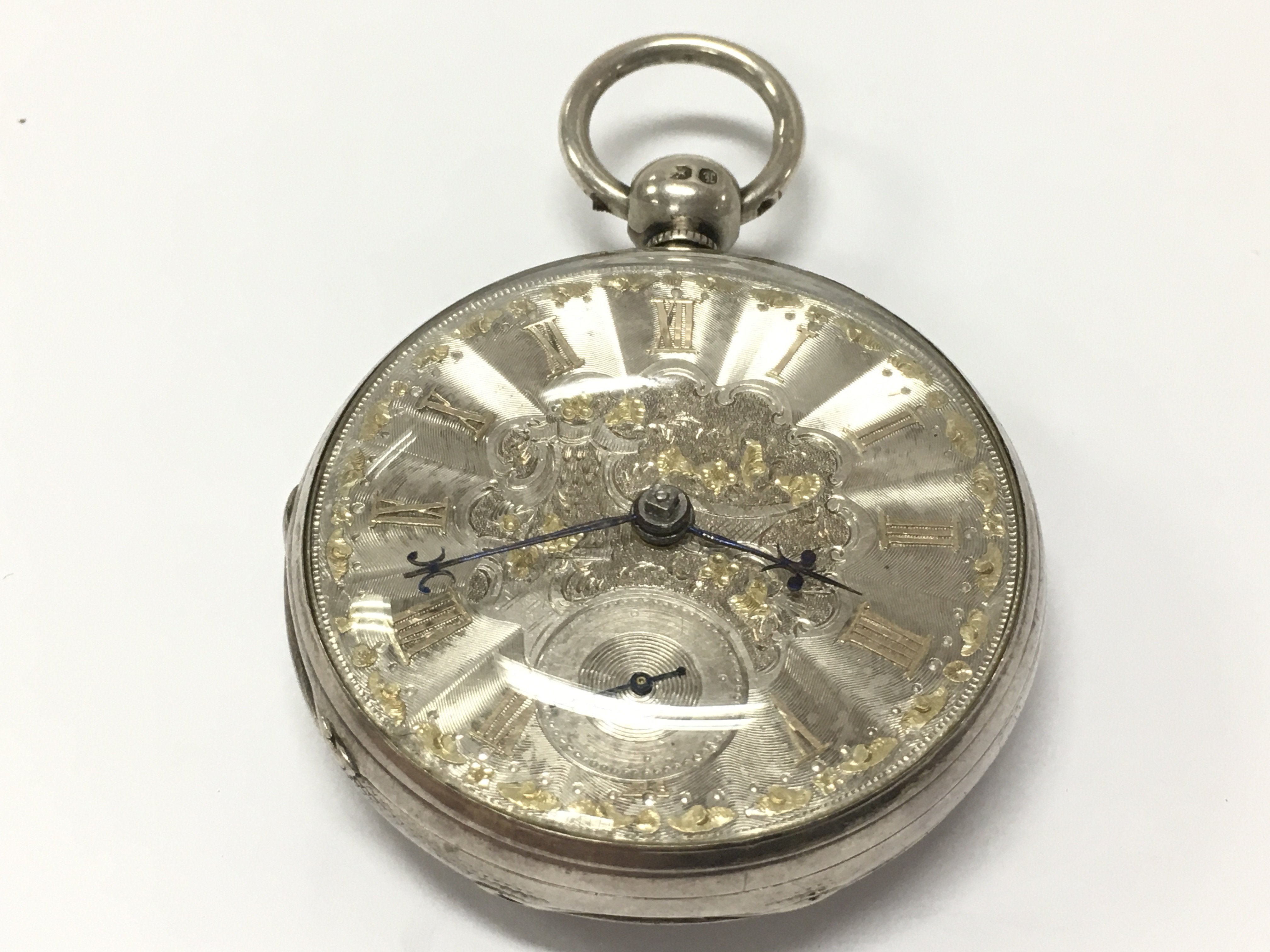 A silver fusee pocket watch, postage cat a