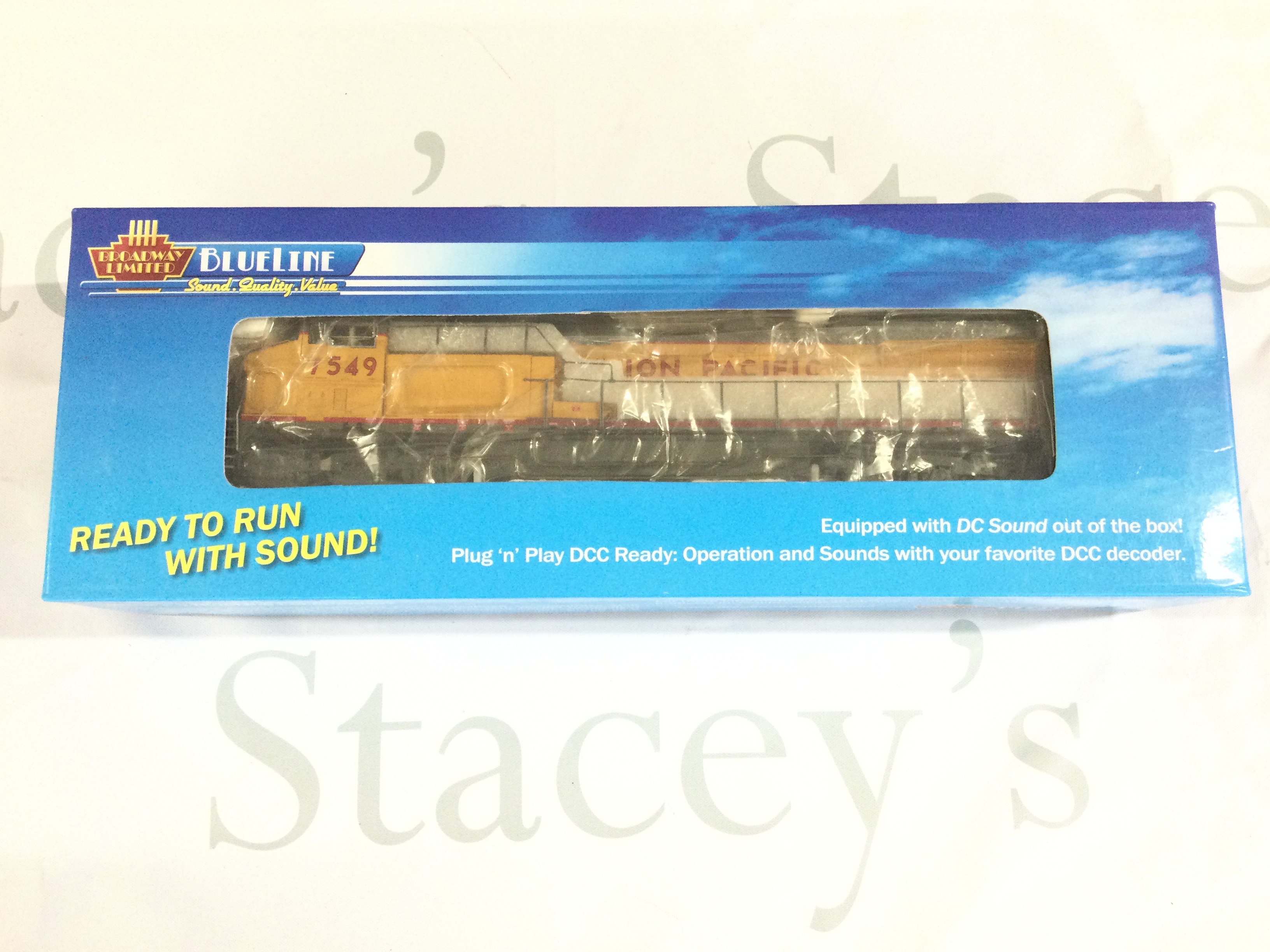 A Boxed H0 Gauge Broadway Limited Blue Line GE AC6000 UP #7549 Loco With Lights. DC Sound. DCC Ready.