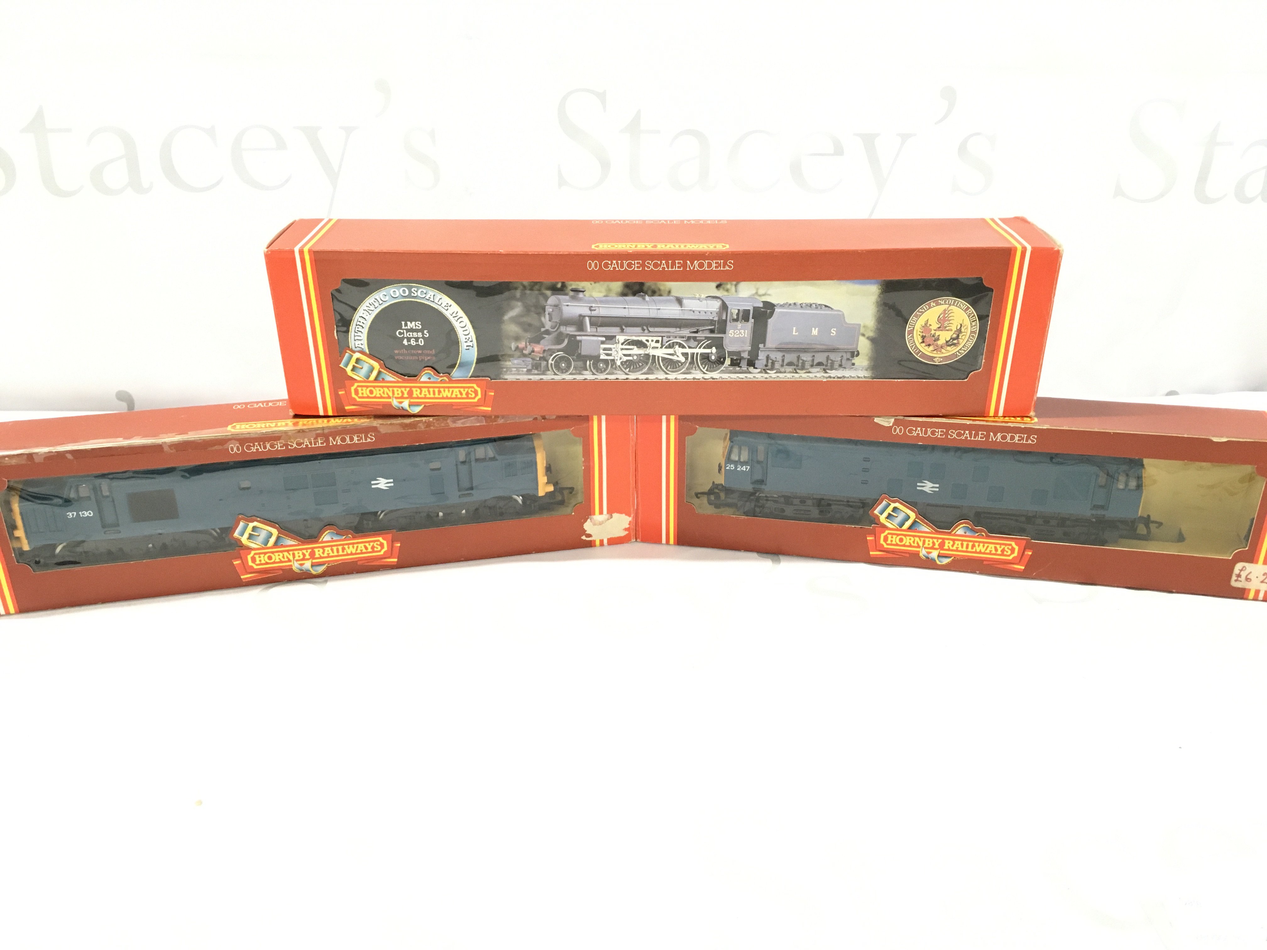 3 Boxed Hornby 00 Gauge Locomotives. Including 2 Diesels (Not In Original Boxes).