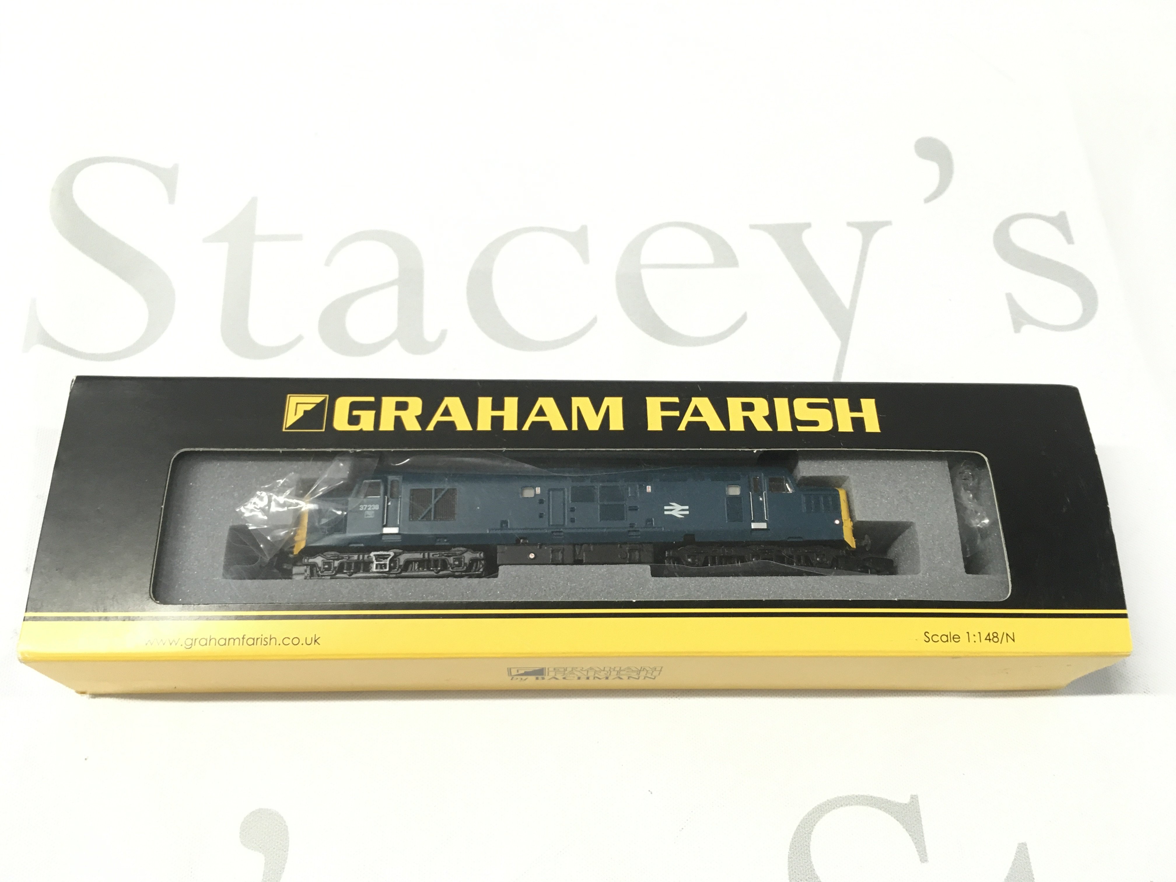 A Boxed Graham Farish N Gauge Class 37/0 Diesel 3728 BR Blue. No Reserve.