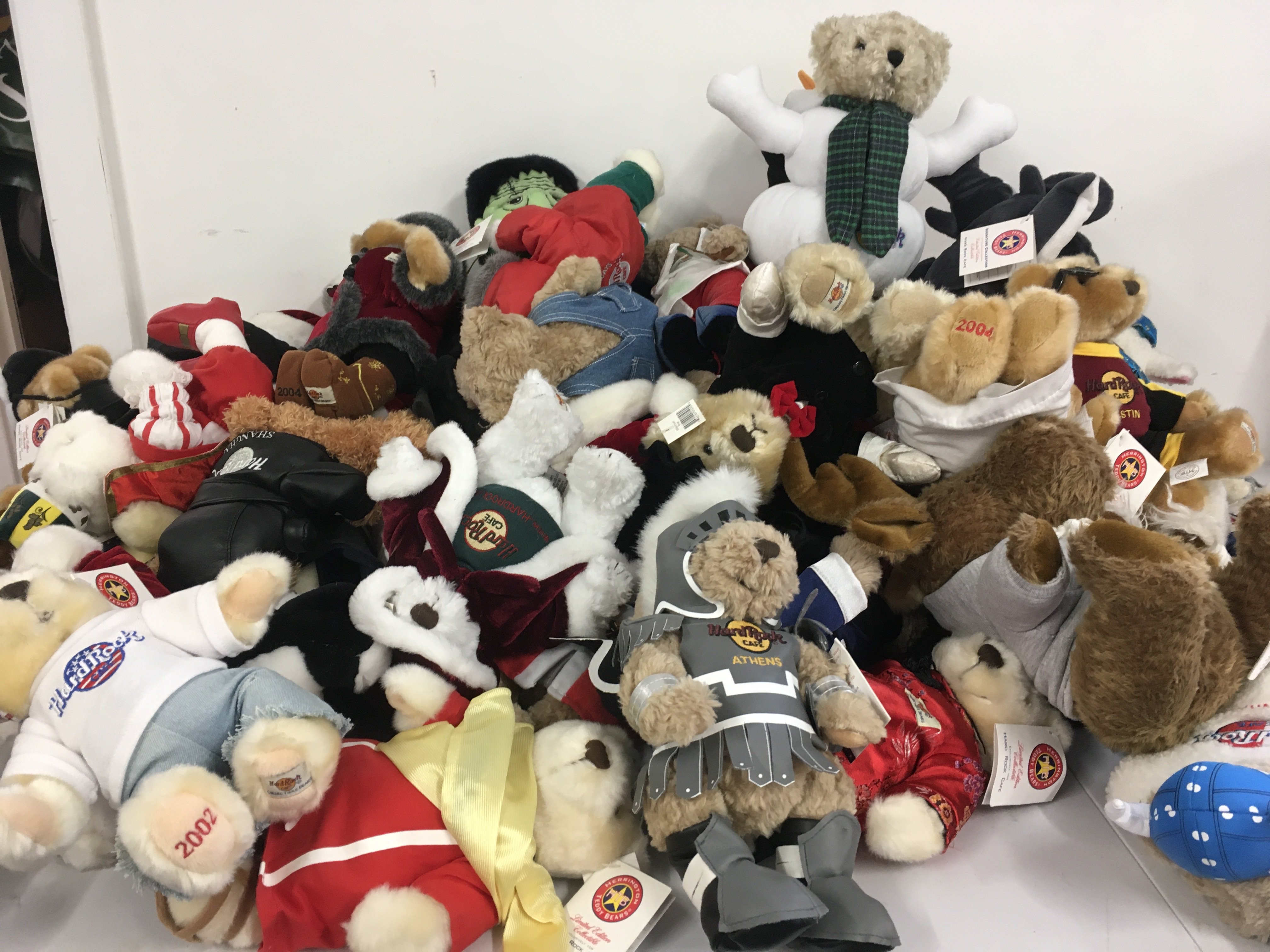 A large collection of Hard Rock Teddy Bears mostly with tags. Includes some limited edition and signature editions. No reserve.