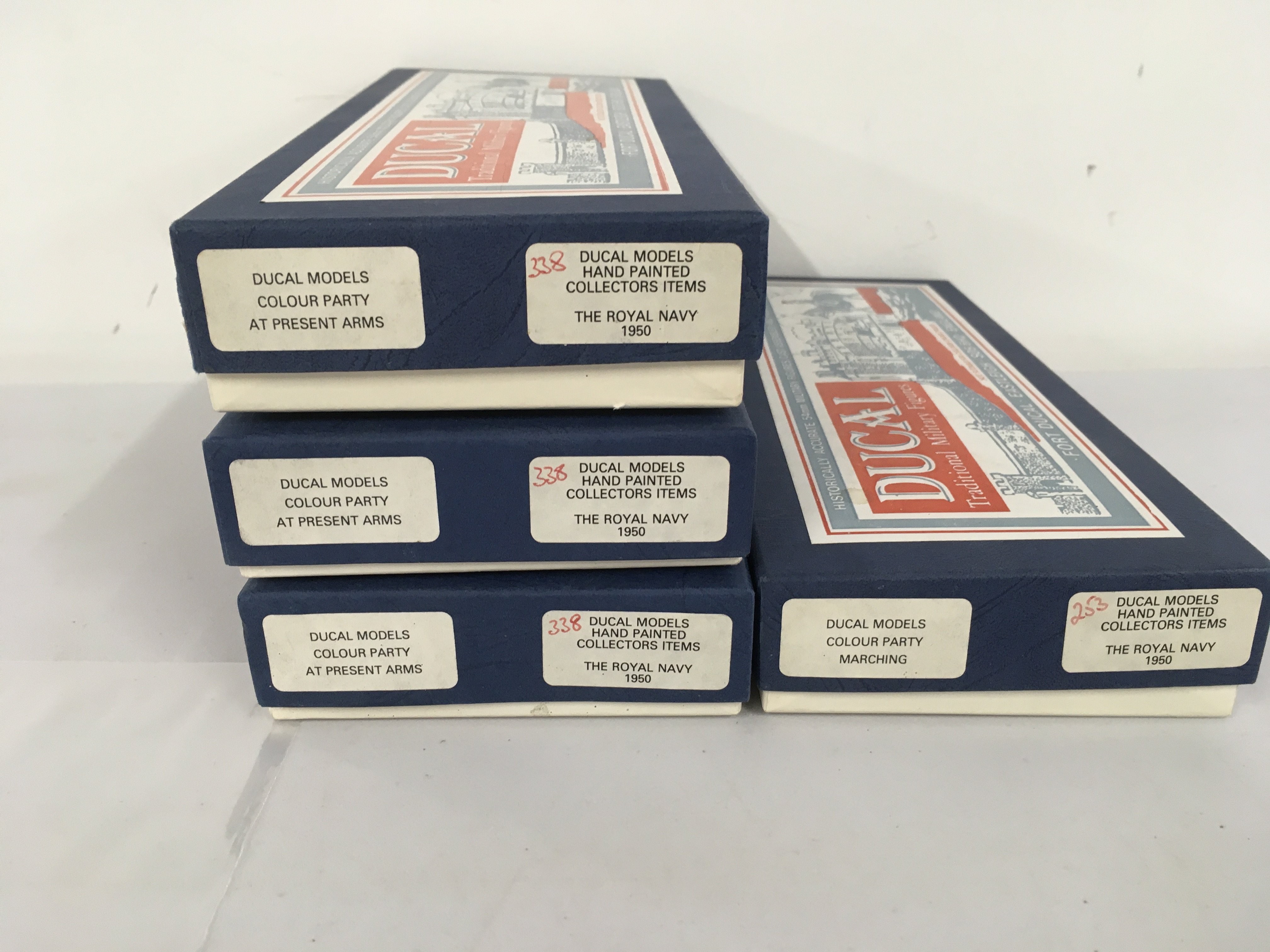 4 x Ducal boxed sets of metal military miniature figures featuring 3x The Royal Navy Colour Party at Present Arms 1950 and Colour Party Marching 1950. No reserve