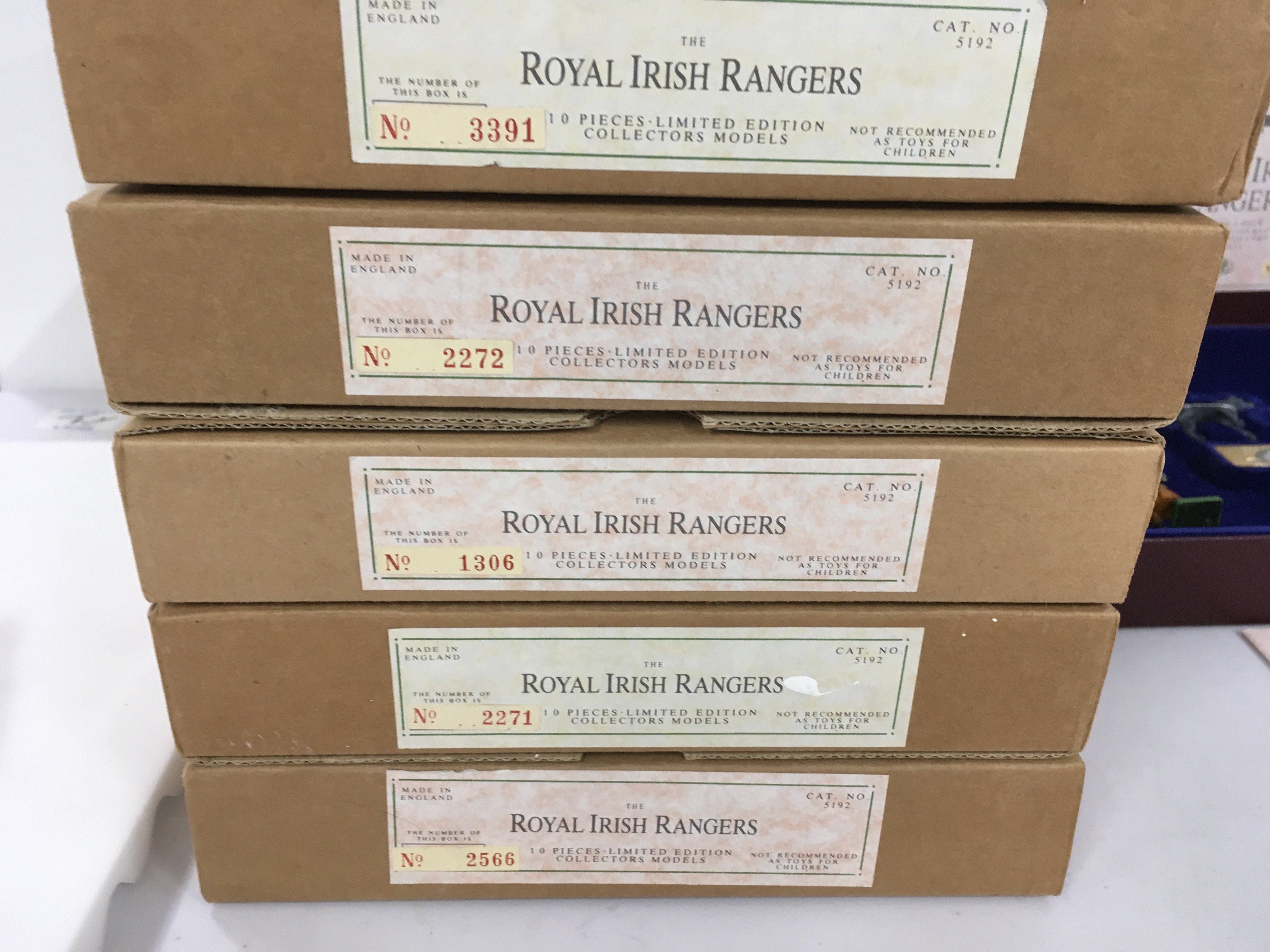 5 x boxed sets by Britains featuring the Royal Irish Rangers no.5192. All limited edition. No reserve