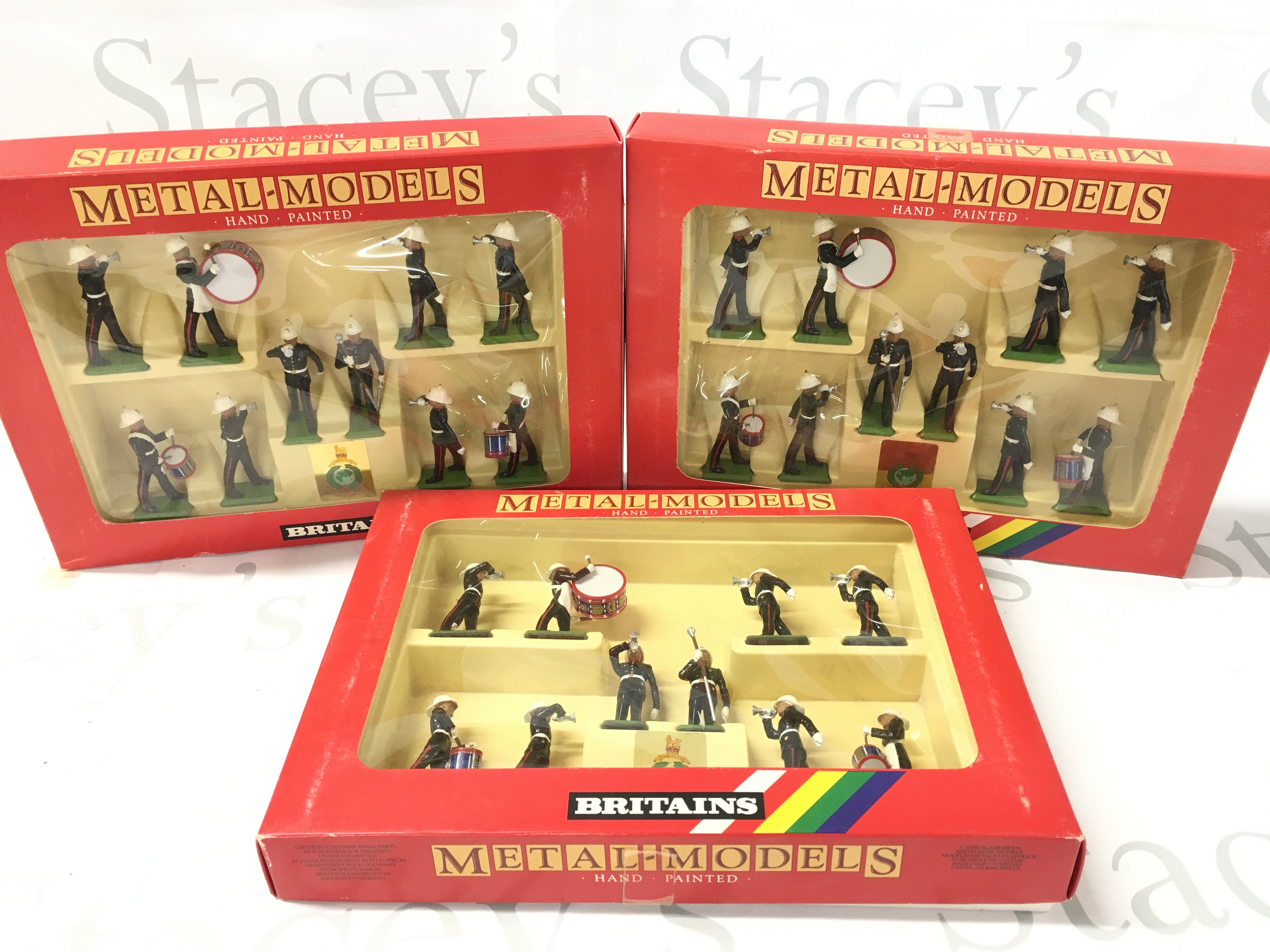 3 X Boxed Britains Royal Marine Drum And Bugles. #7204.