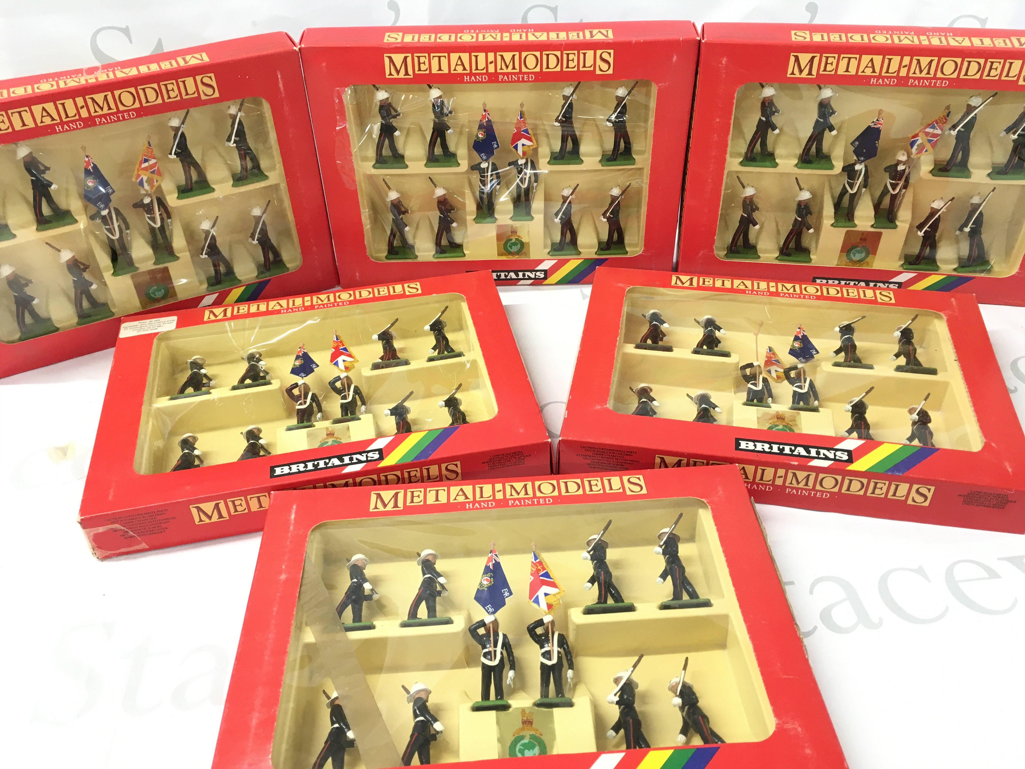 6 X Boxed Britains Royal Marine Colour Party Set #7202. No Reserve.