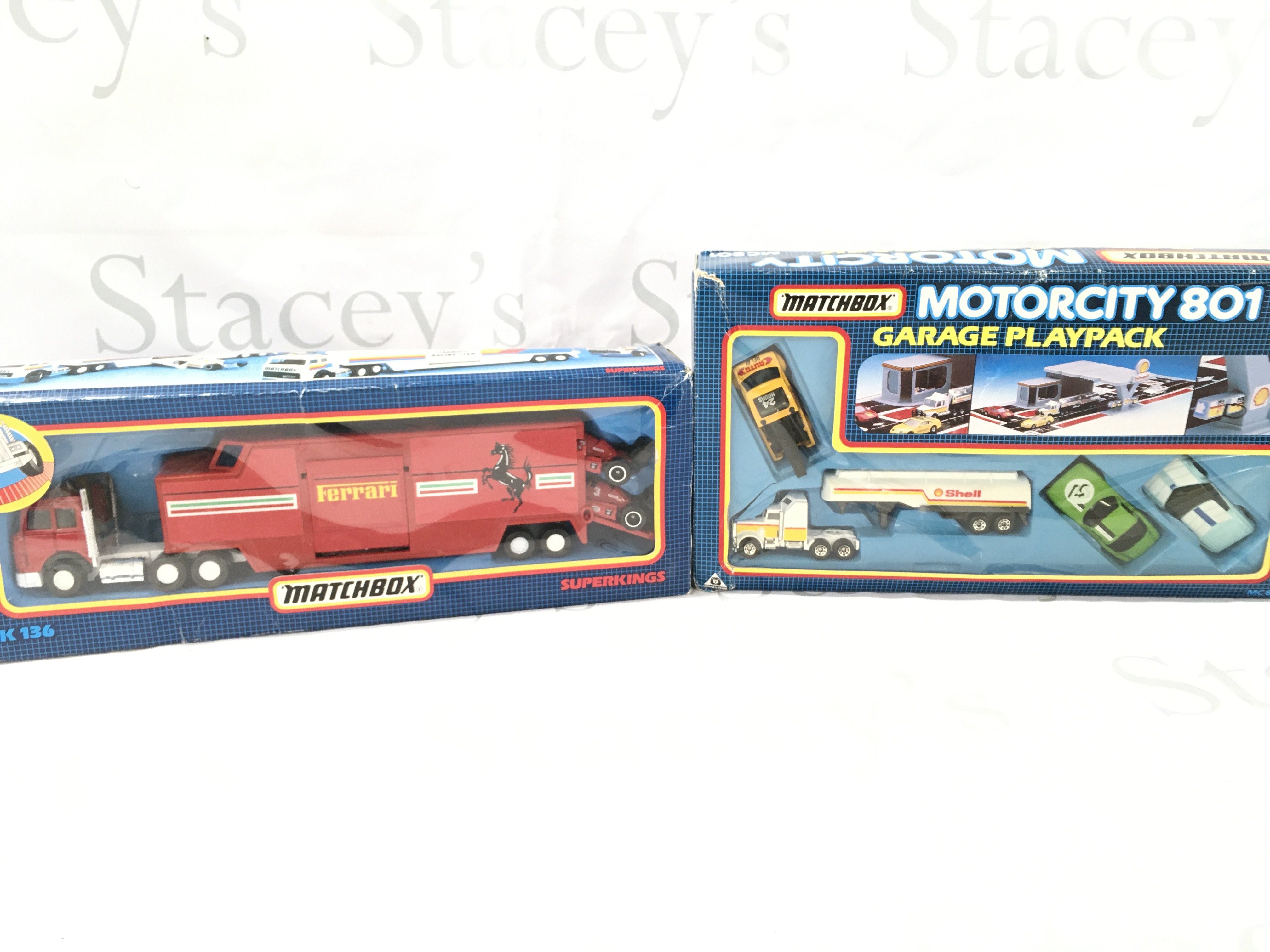 A Matchbox Superkings Ferrari Carrier And A Motor City 801 Set. No Reserve.