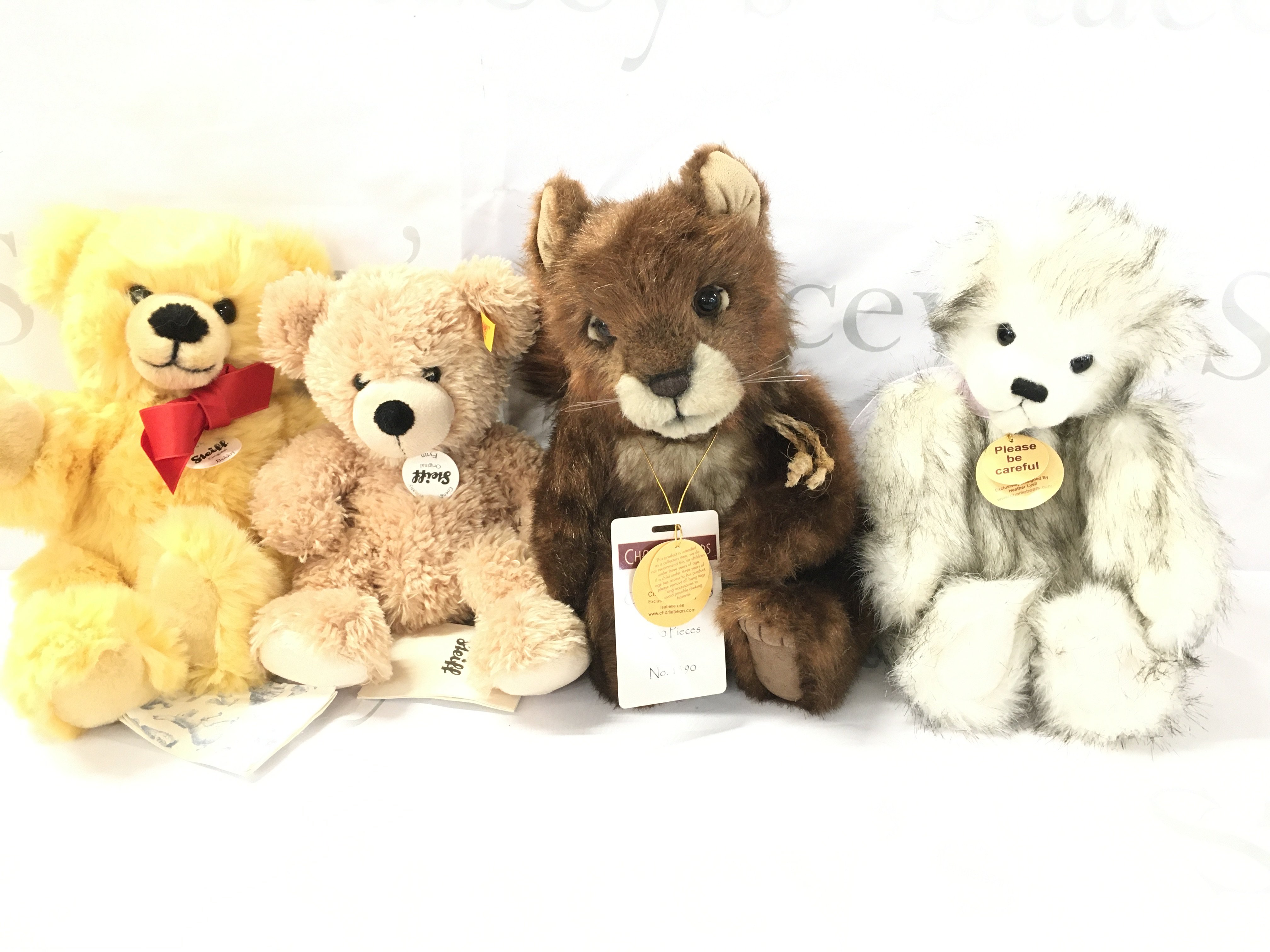 2 X Steiff Bears Bobby And Flynn. And 2 X Charlie Bears Colonel McNutty And Molly. All With Tags.