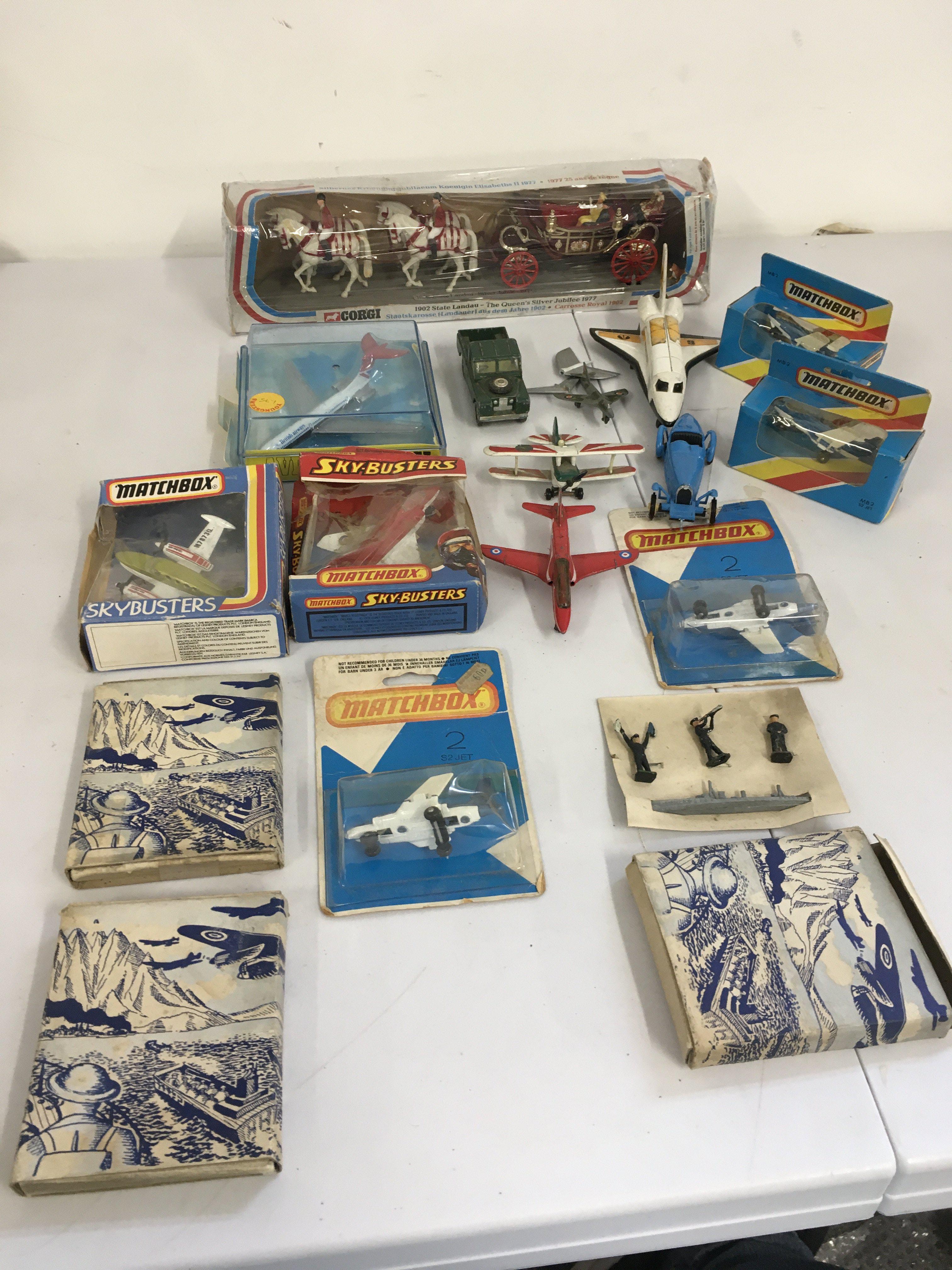 A collection of vintage boxed and Playworn diecast and plastic vehicles by Matchbox Corgi and Crescent. No reserve