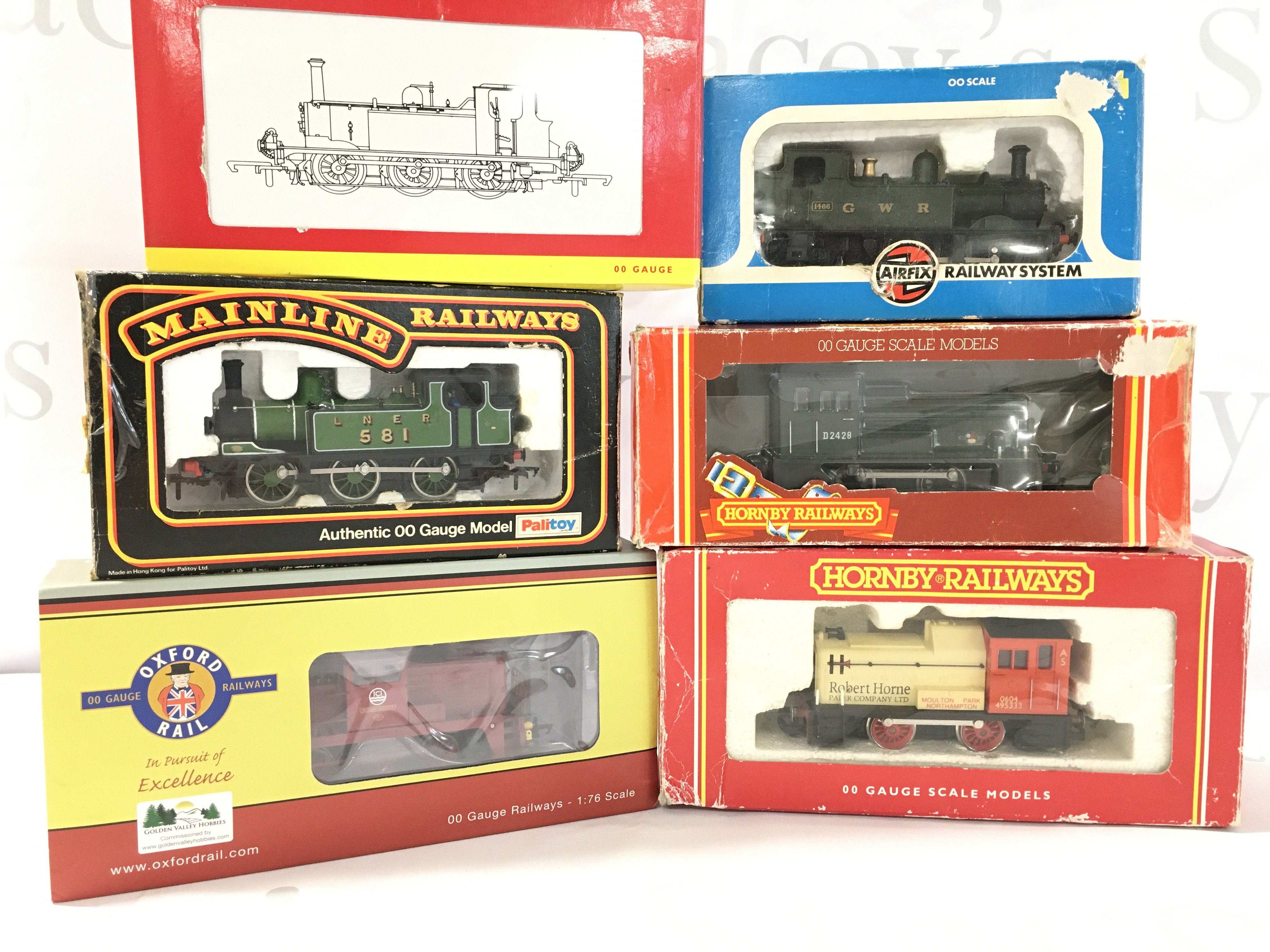 6 Boxed 00 Gauge Locomotives including Hornby. Airfix. Mainline And Oxford. No Reserve.