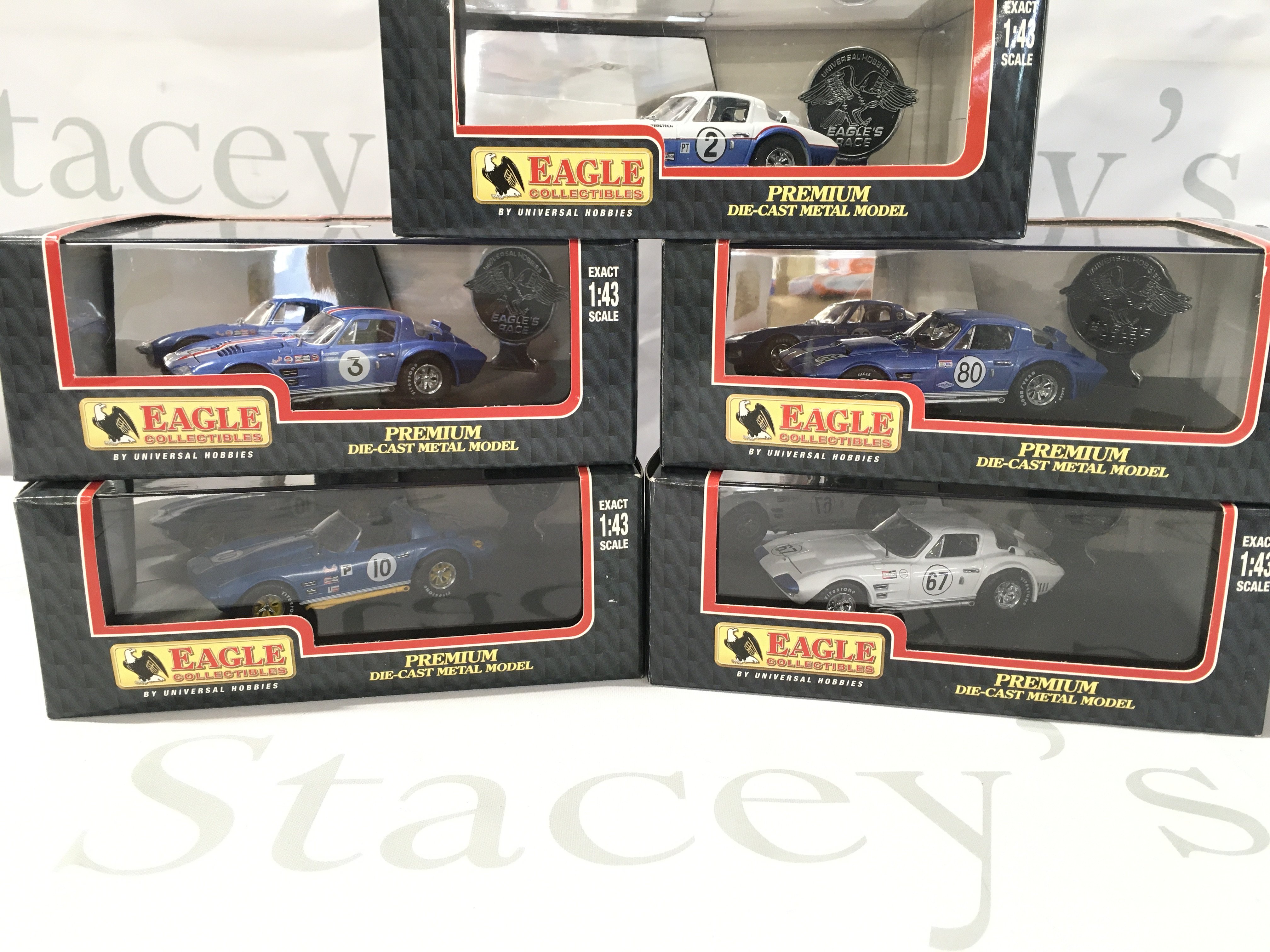 5 X Boxed Eagle Collectables Diecast Corvettes 1/43 Scale. No Reserve.