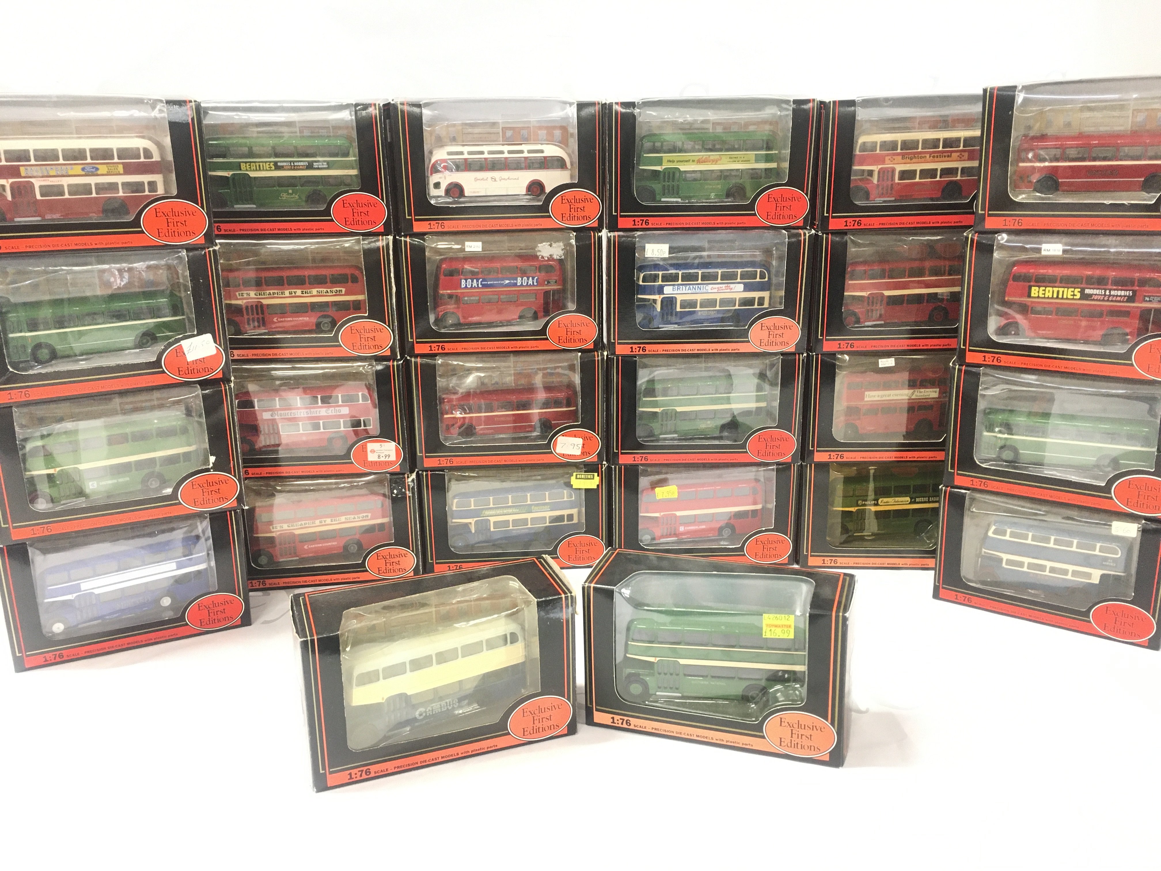 A Large Collection of Boxed Exclusive First Edition Buses. No Reserve.