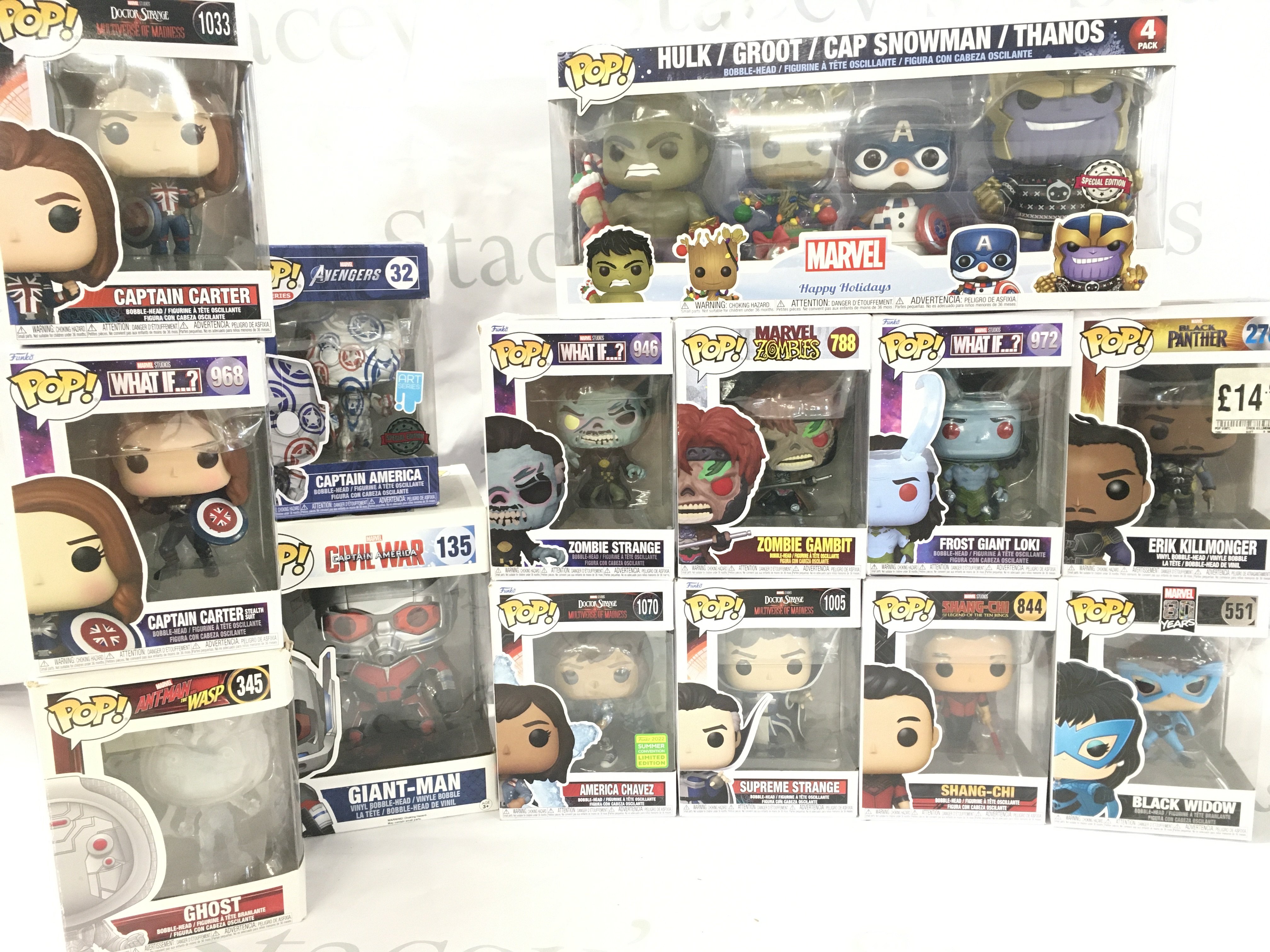 A Collection of Boxed Marvel Funko Pop Figures.