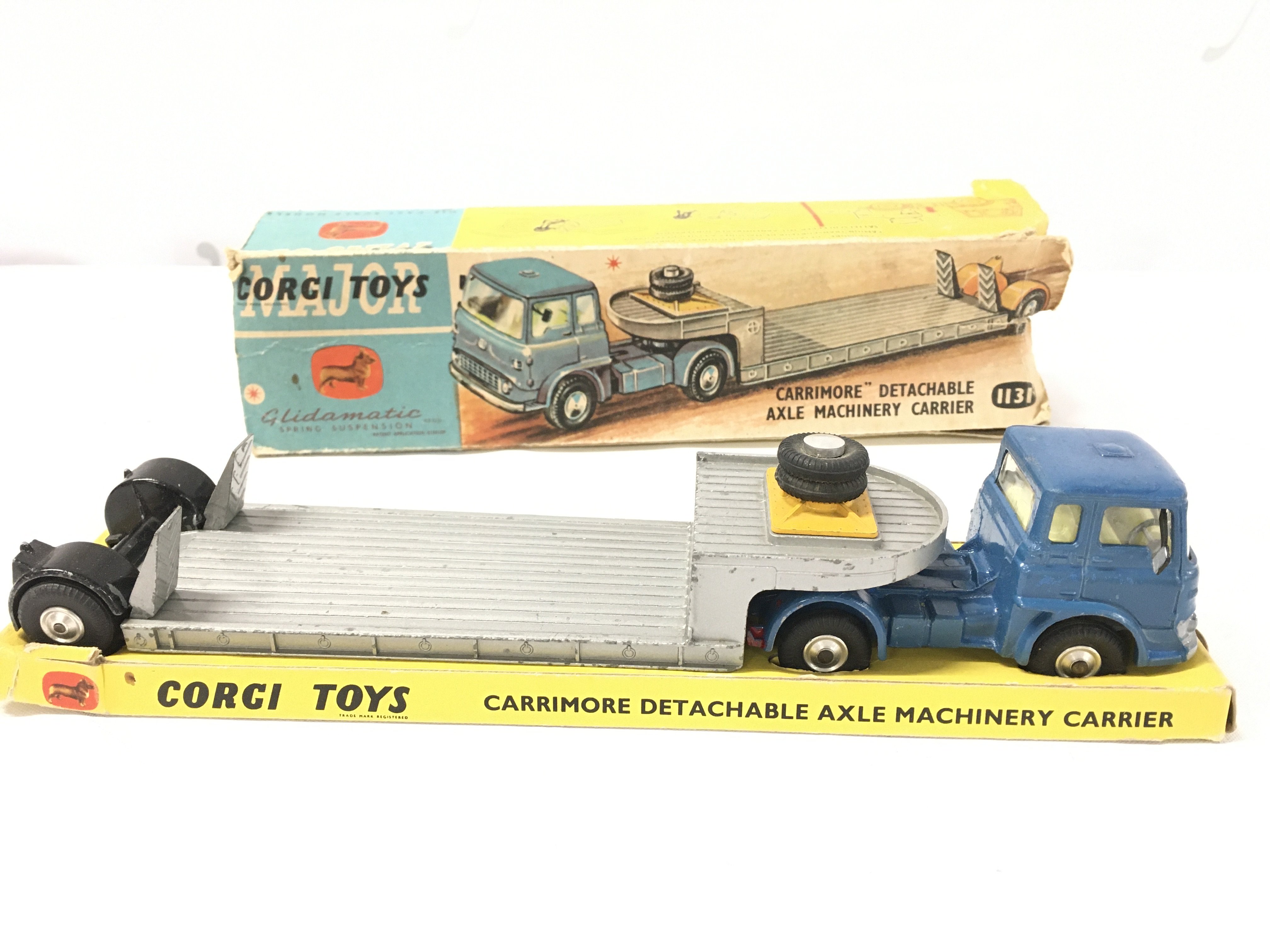 A Boxed Corgi Carrimore Detachable Axle Machinery Carrier #1131. Box Is Worn.