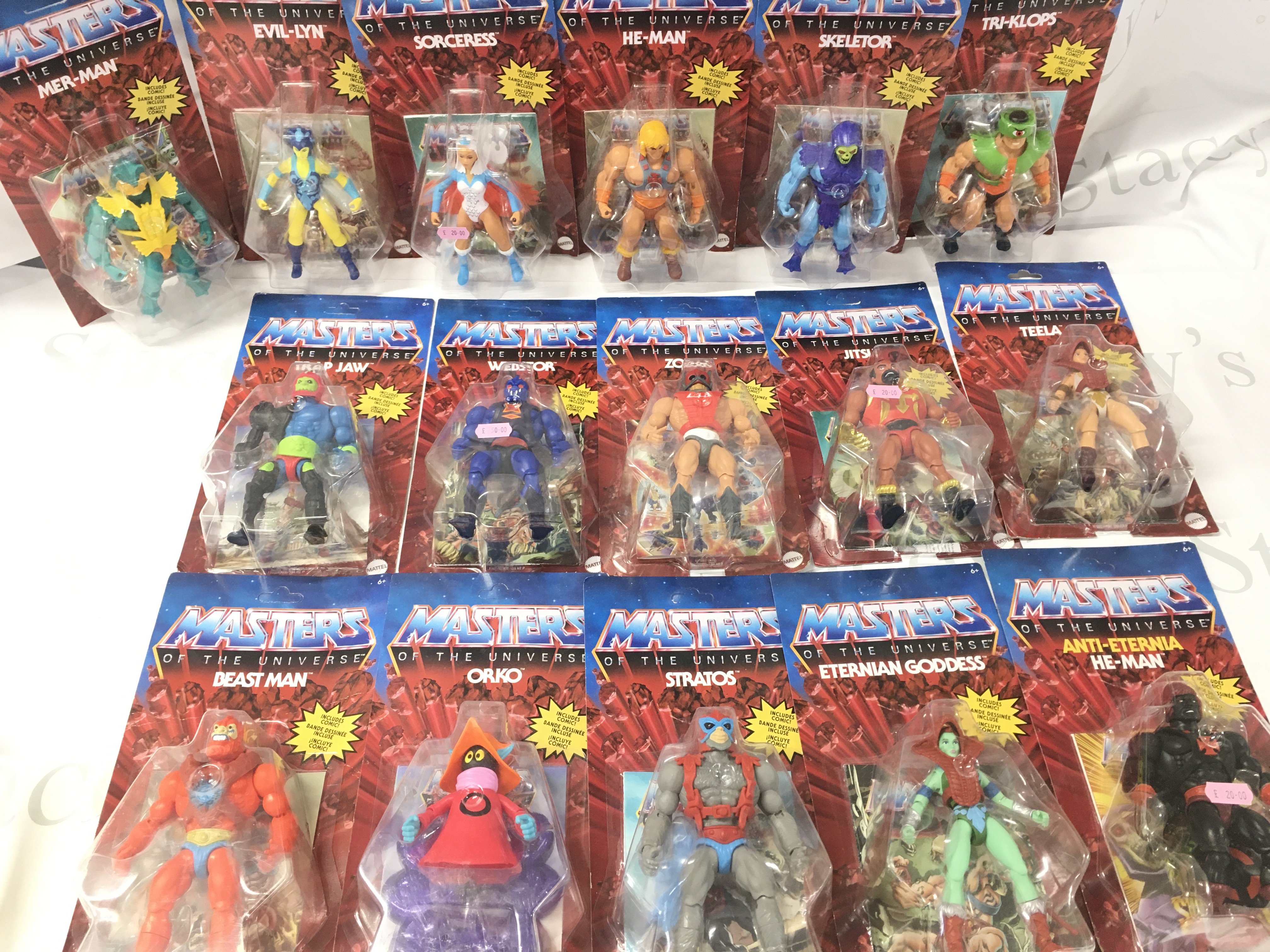 16 Carded Masters Of The Universe Origins Figures.
