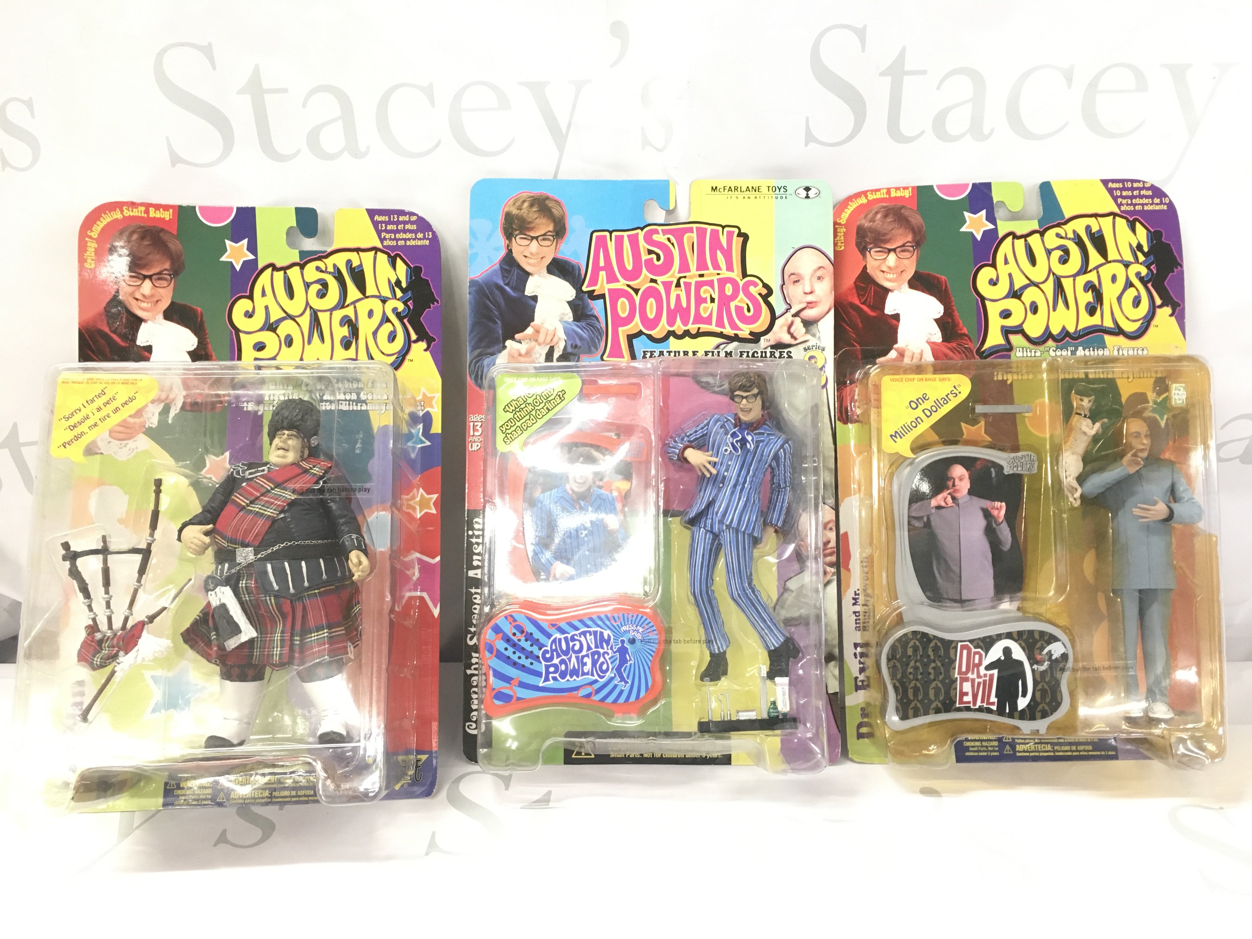 4 Carded McFarlane Toys Austin Powers Figures.