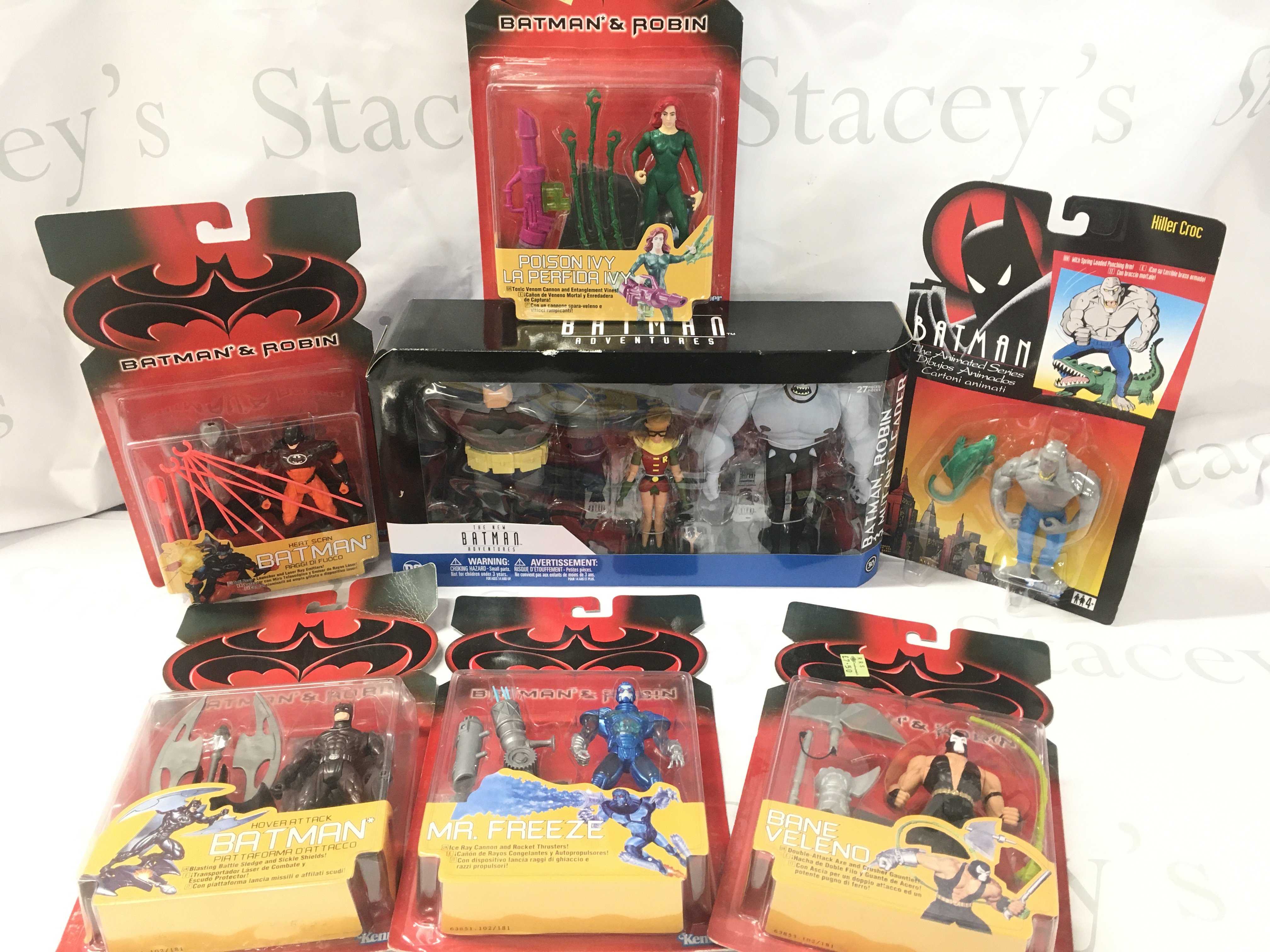 A Collection of Carded And Boxed Batman Figures.