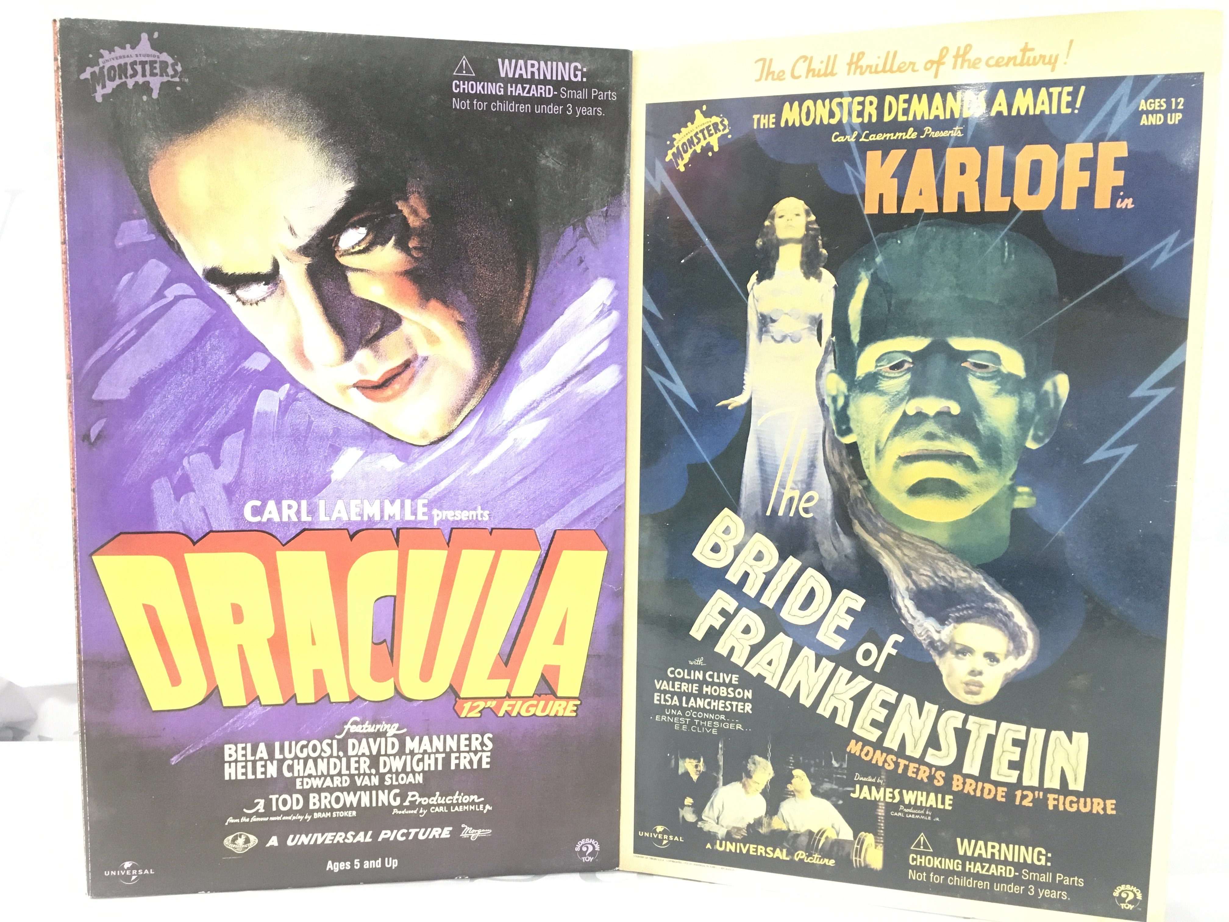 2 X Boxed Sideshow toy Boxed Figures. Dracula And The Bride Of Frankenstein.(2).