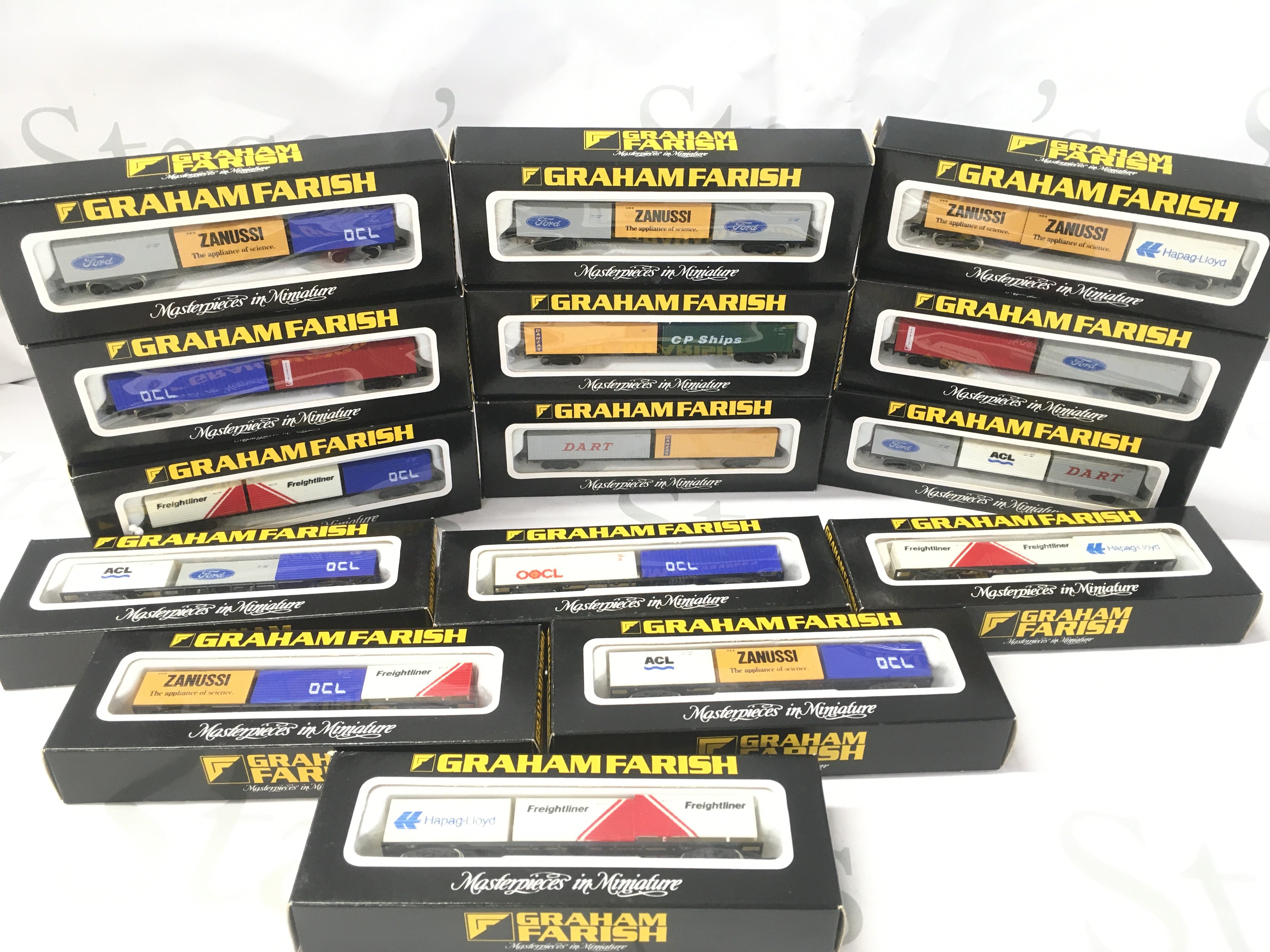 15 Boxed Graham Farish N Gauge Container Wagons.