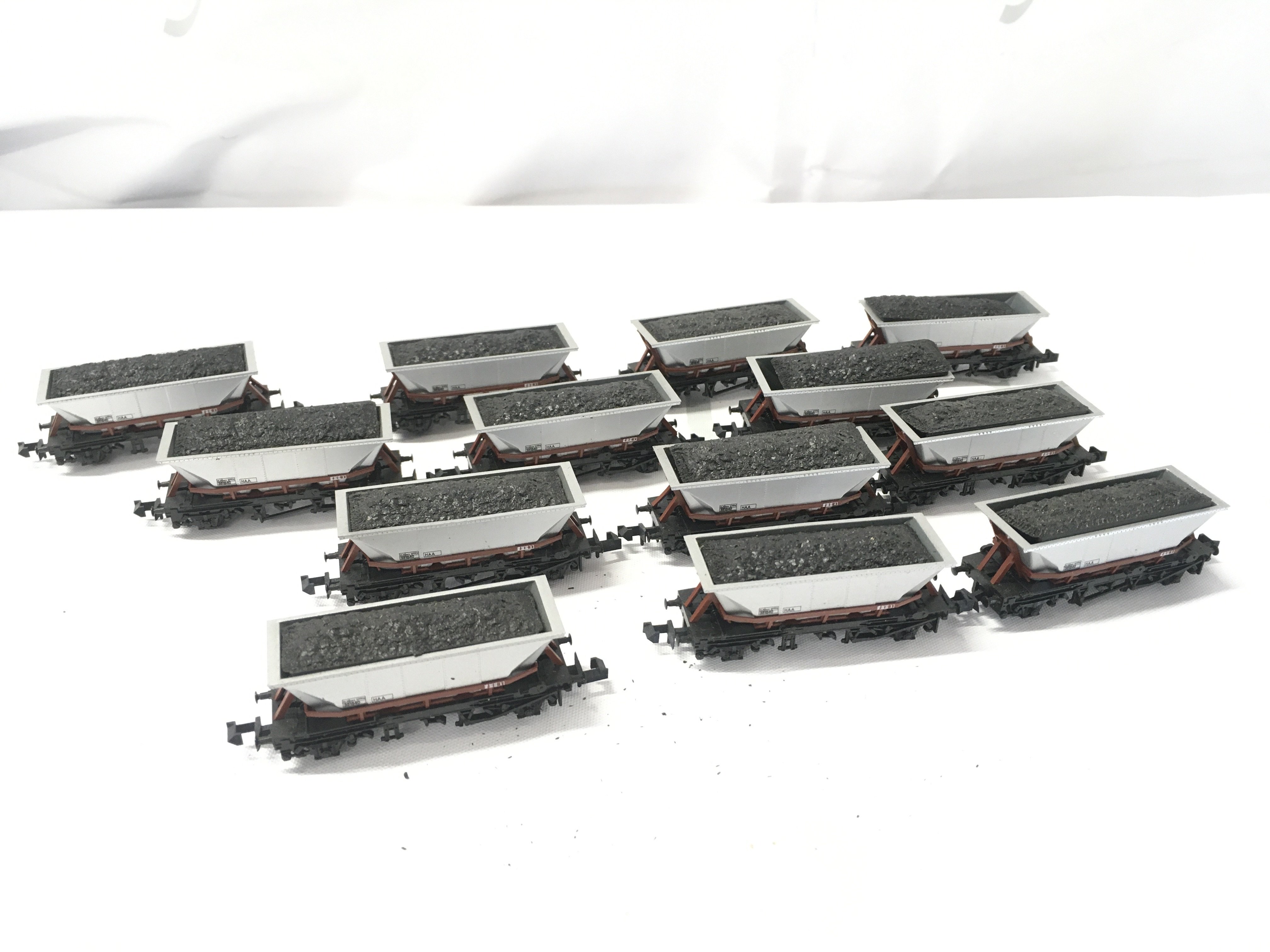 13 Loose Trix N Gauge HAA Meryy-Go Round Coal Wagons BR Livery.