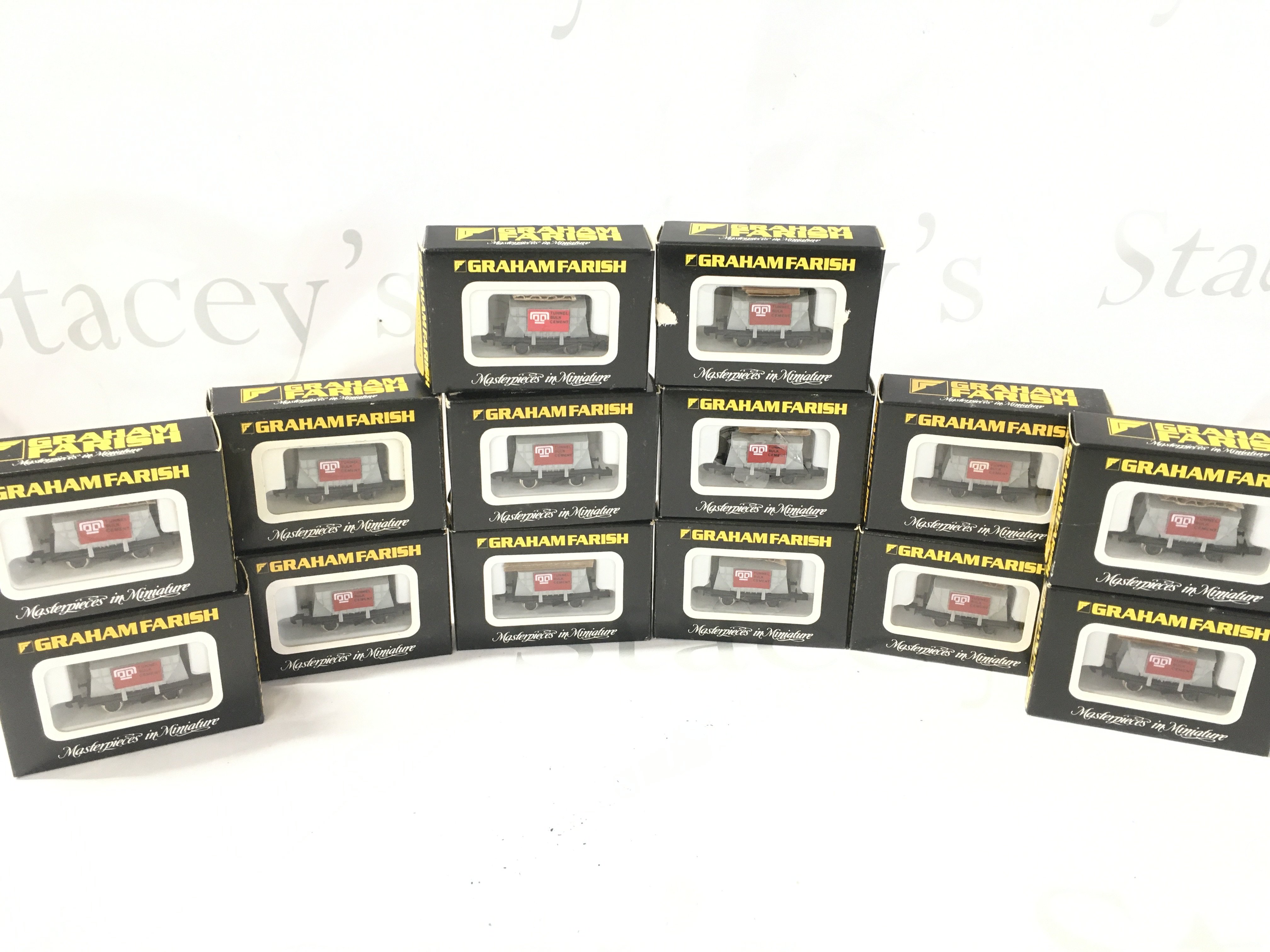14 Boxed Graham Farish N Gauge Tunnel Cement wagons.