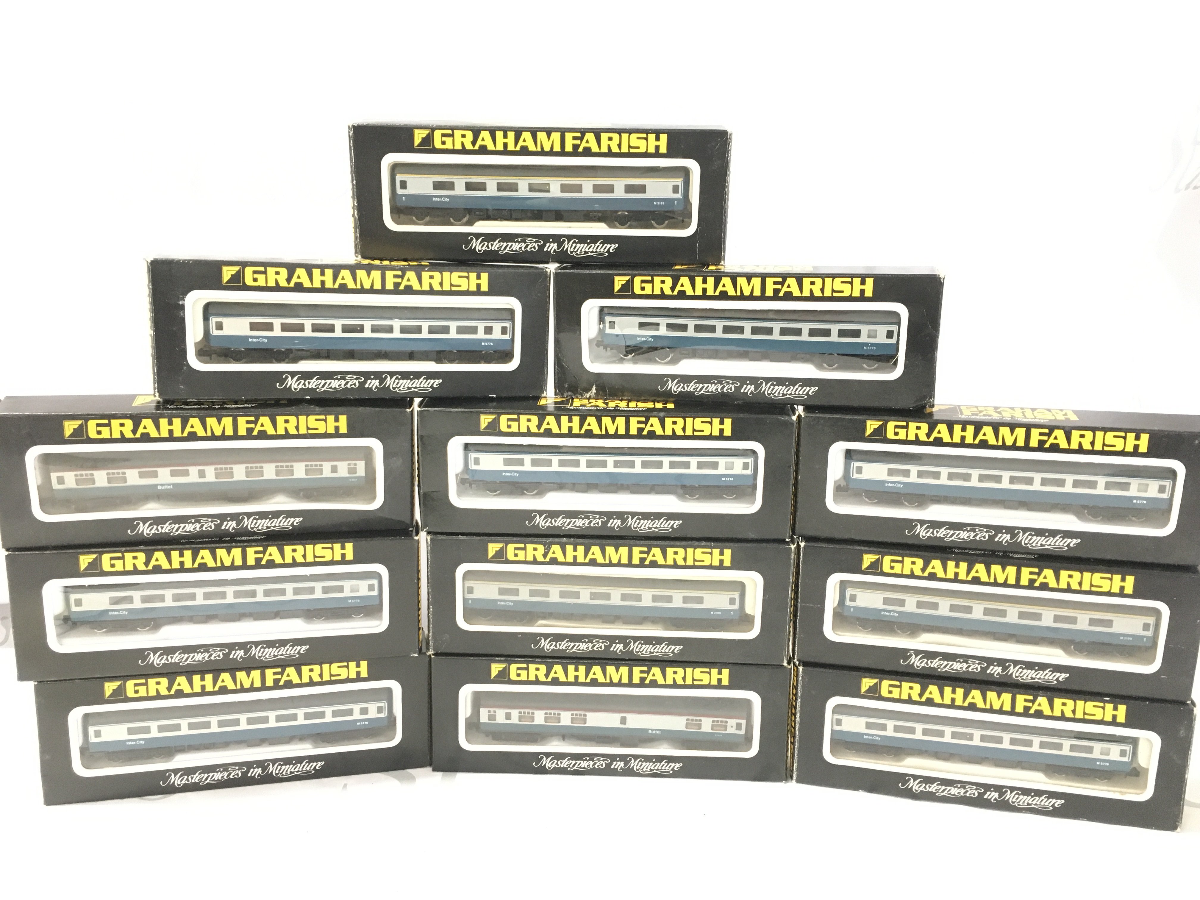 12 Boxed Graham Farish Mark 2 Coaches Blu and Grey. No Reserve.