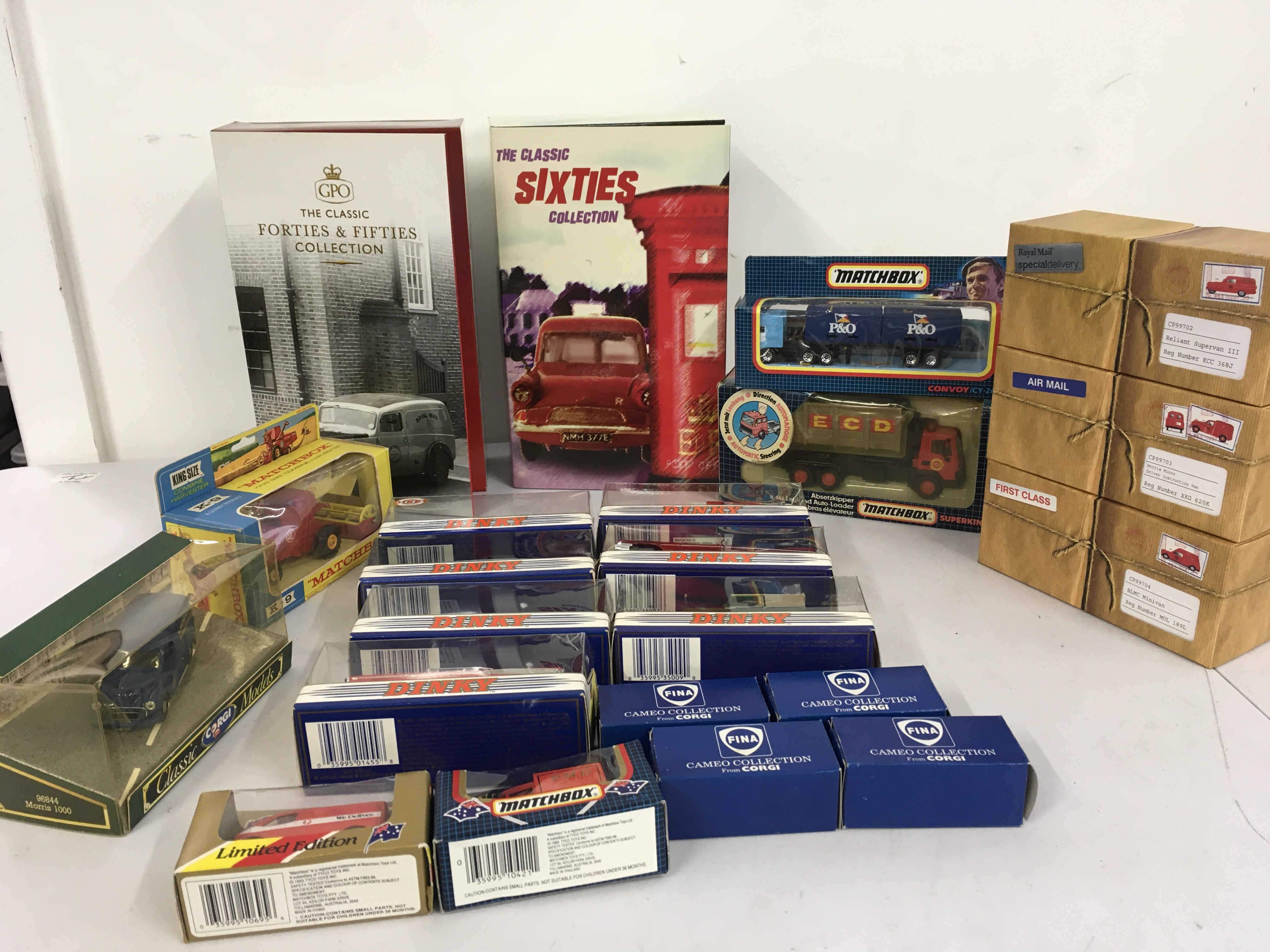A collection of boxed model diecast vehicles by Corgi..Matchbox..Dinky etc. includes 2 sets for GPO and Royal Mail. No reserve