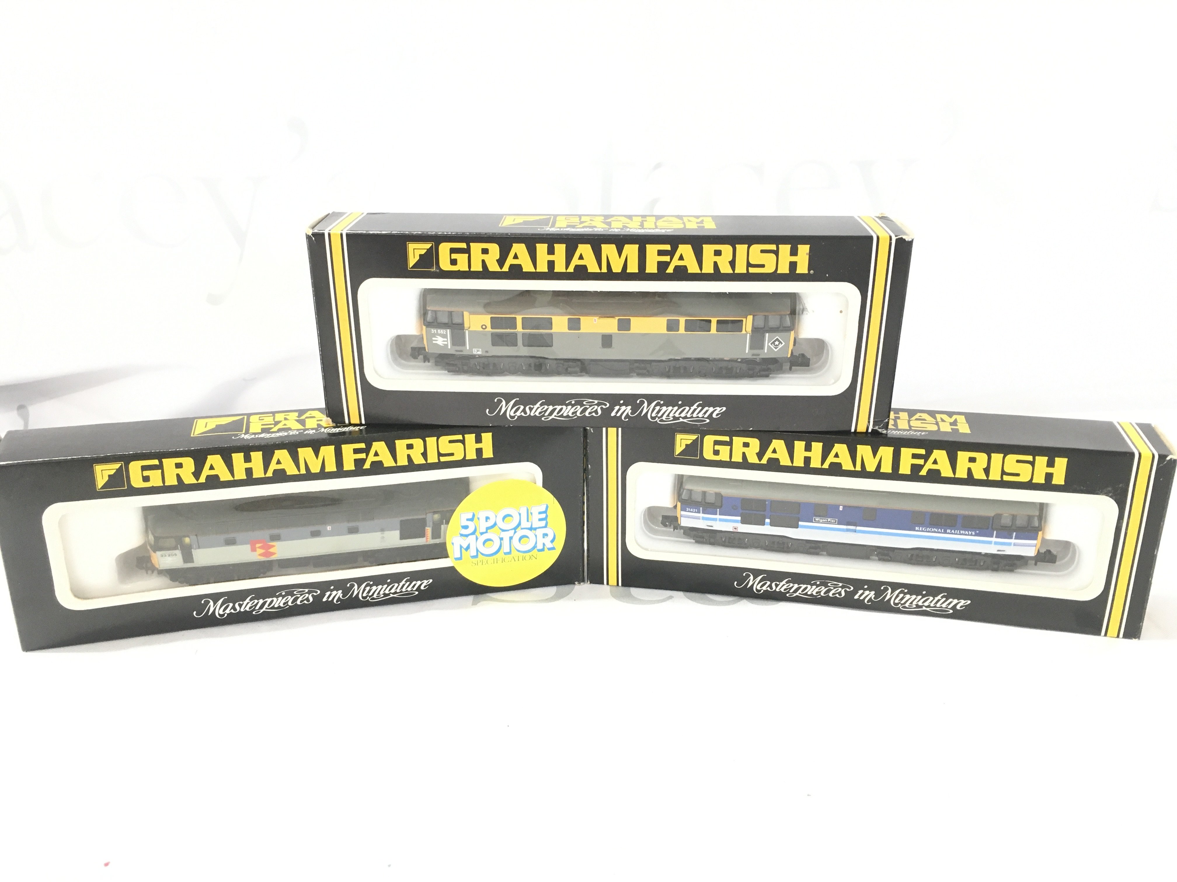 3 Boxed Graham Farish N Gauge Locomotives. A Class 32 Diesel. A Class 31 Diesel and Another Class 32.