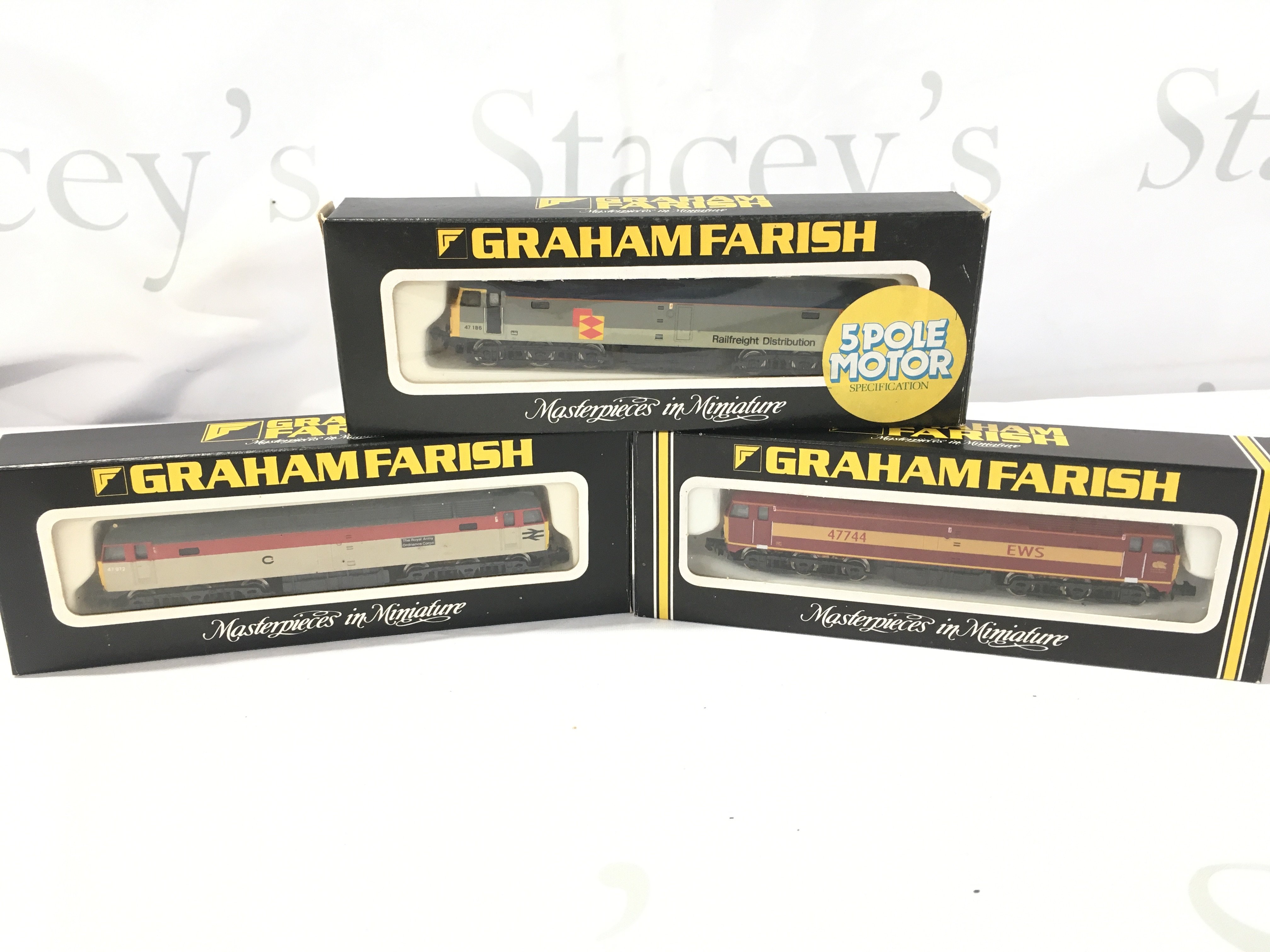 3 Boxed Graham Farish N Gauge Locomotives all Class 47 Diesels.