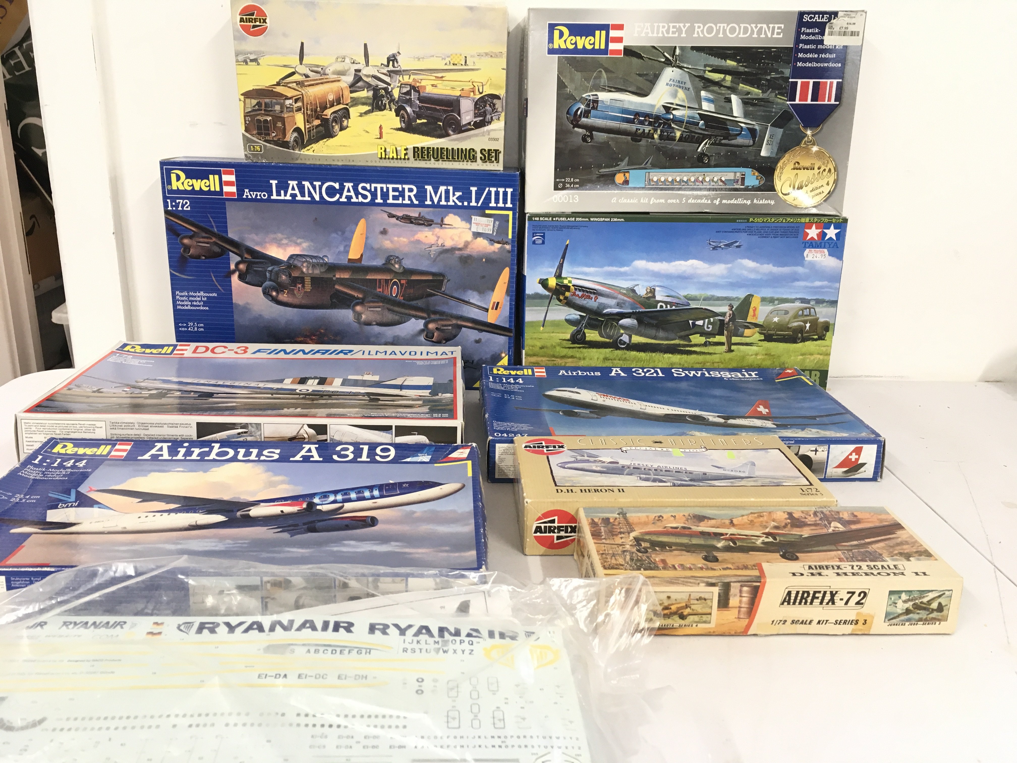 A collection of unstarted model aircraft kits by Revell and Airfix. No reserve